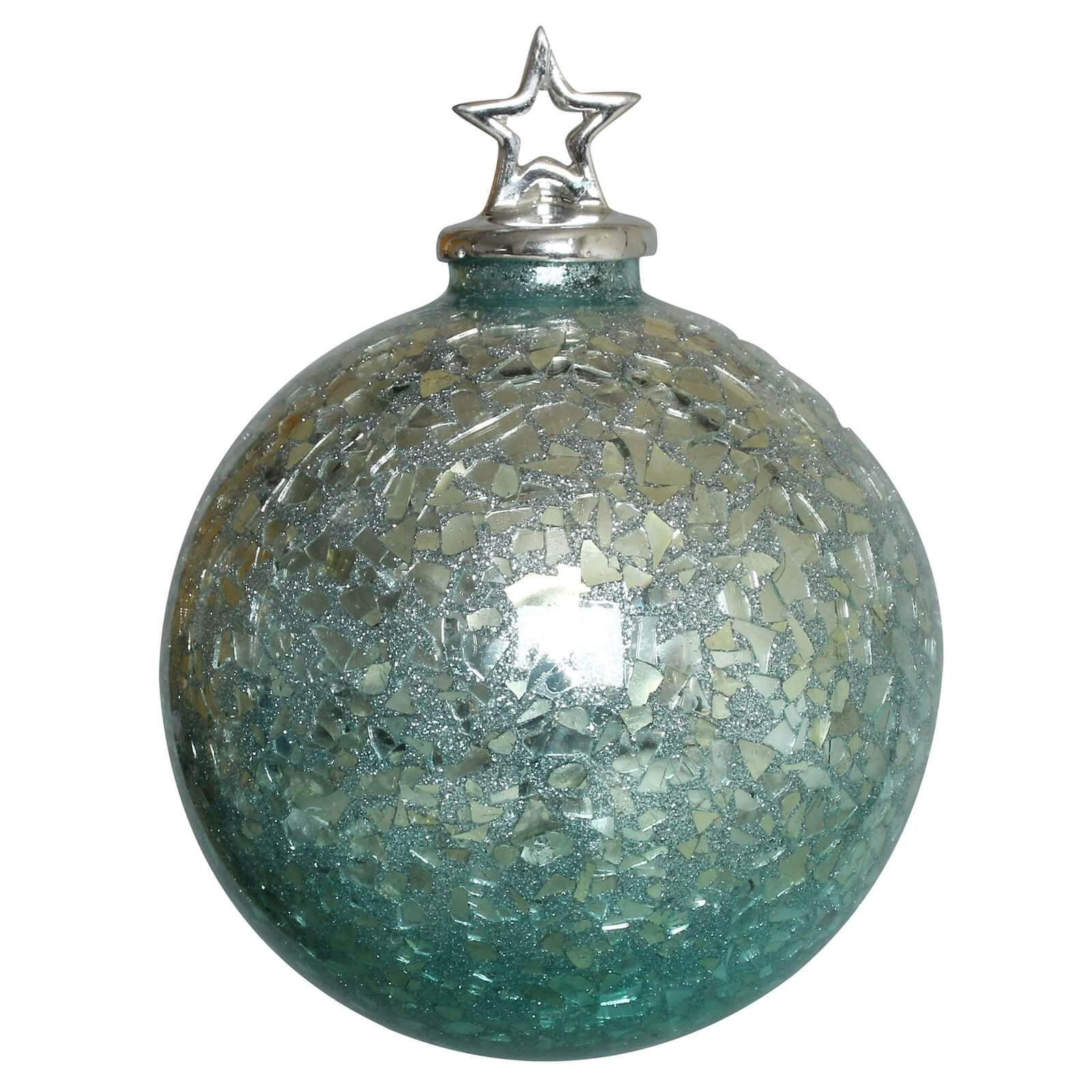 Mint Ombre Crackle Glass Christmas Tree Bauble