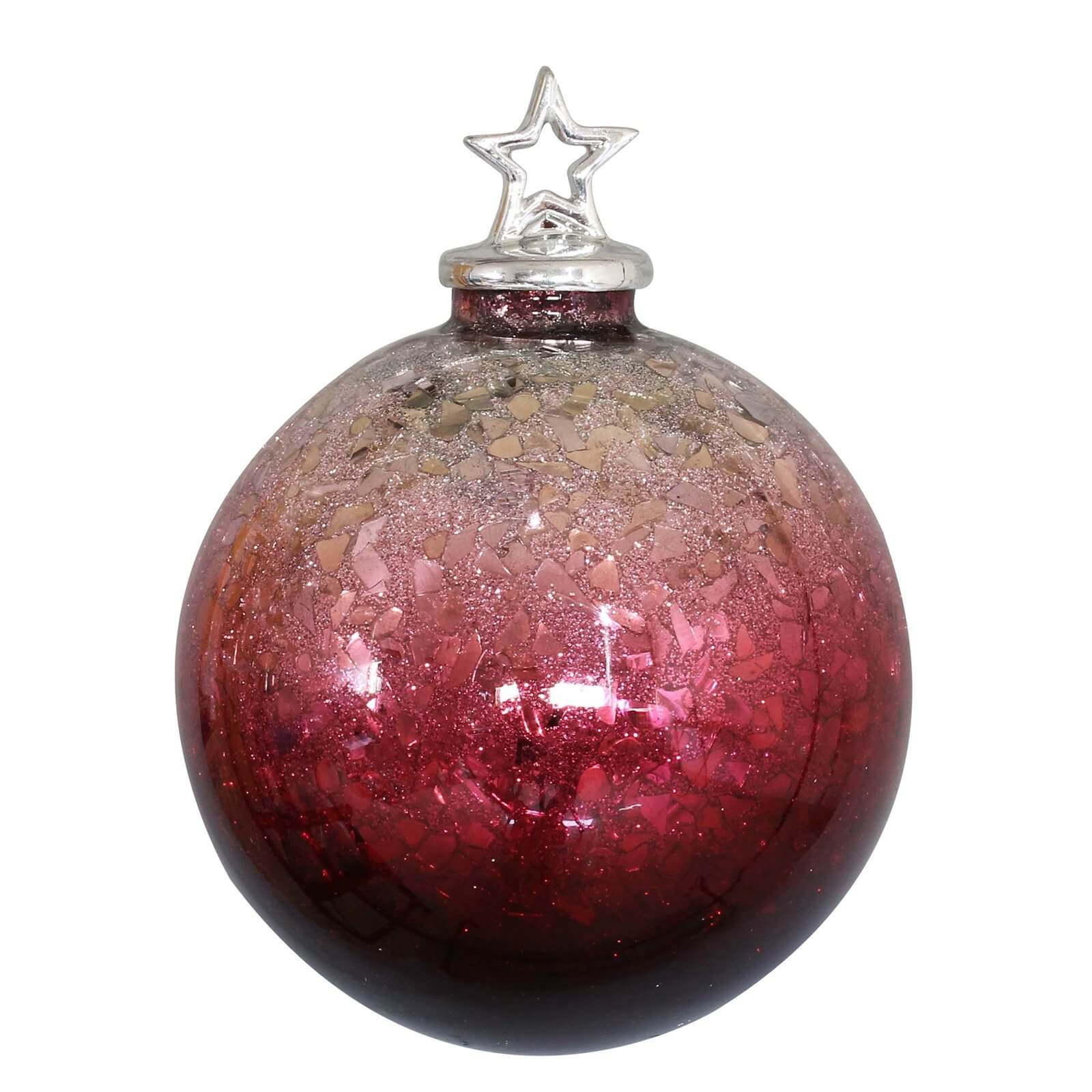 Pink Ombre Crackle Glass Christmas Tree Bauble