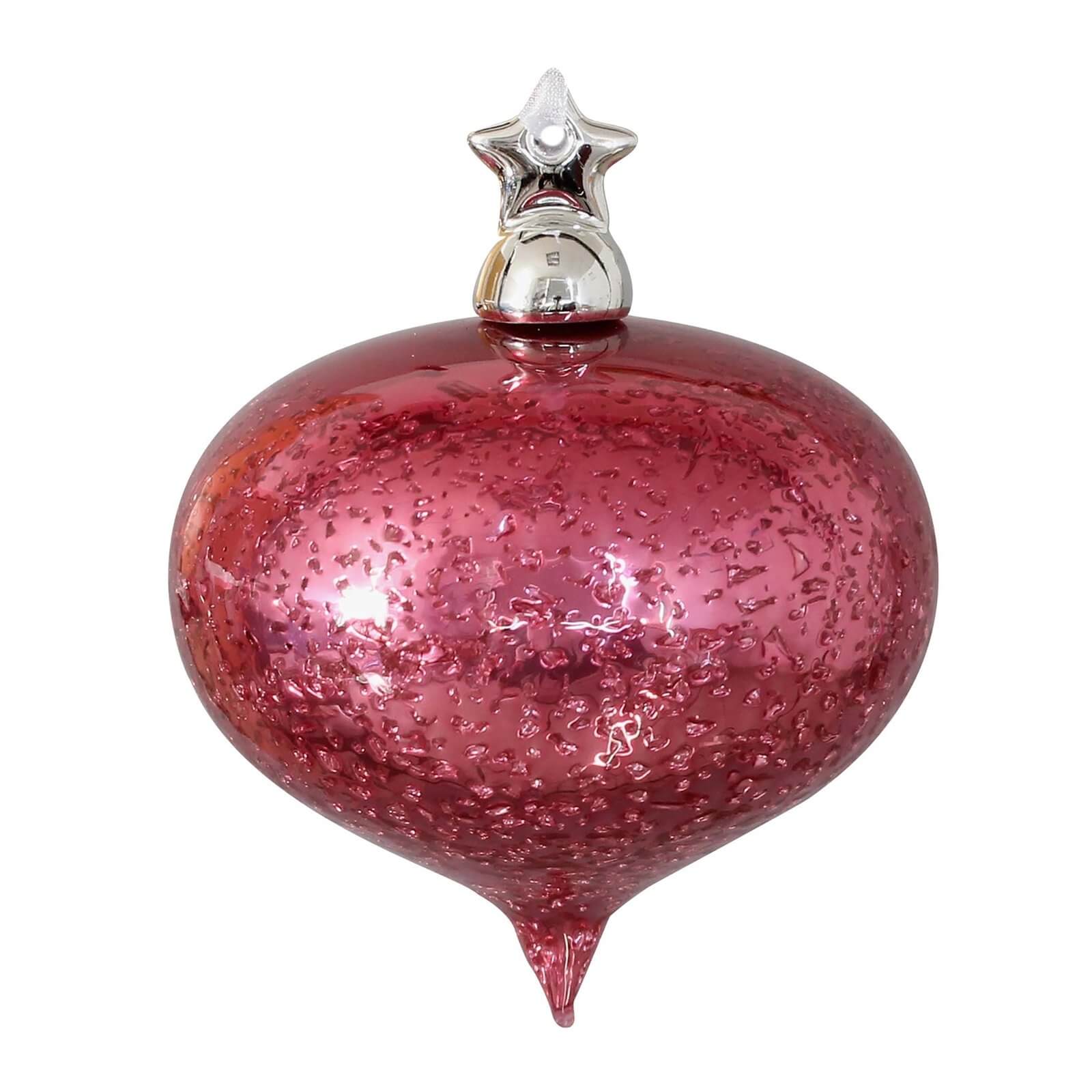Pink Hammered Glass Onion Christmas Tree Bauble