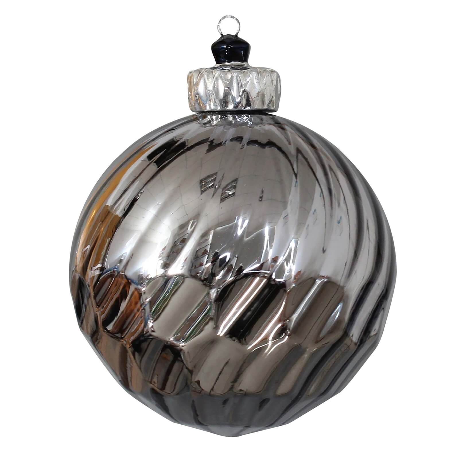 Pewter Faceted Glass Christmas Tree Bauble 90mm