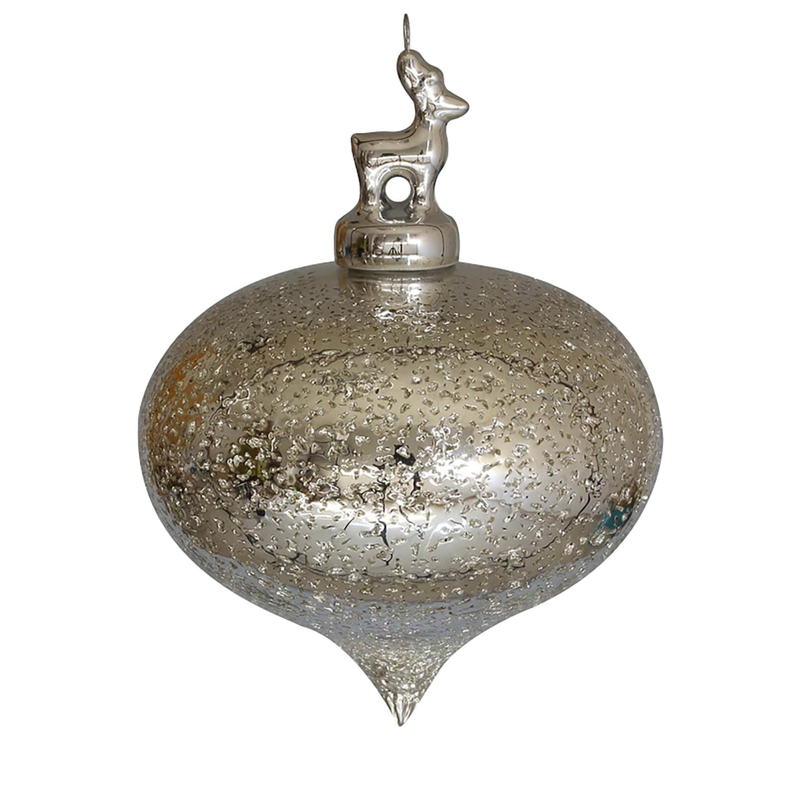 Silver Hammered Glass Onion Christmas Tree Bauble