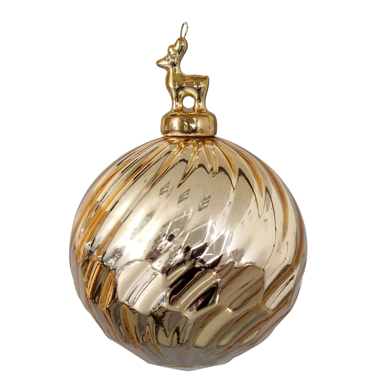 Gold Faceted Glass Christmas Tree Bauble 90mm