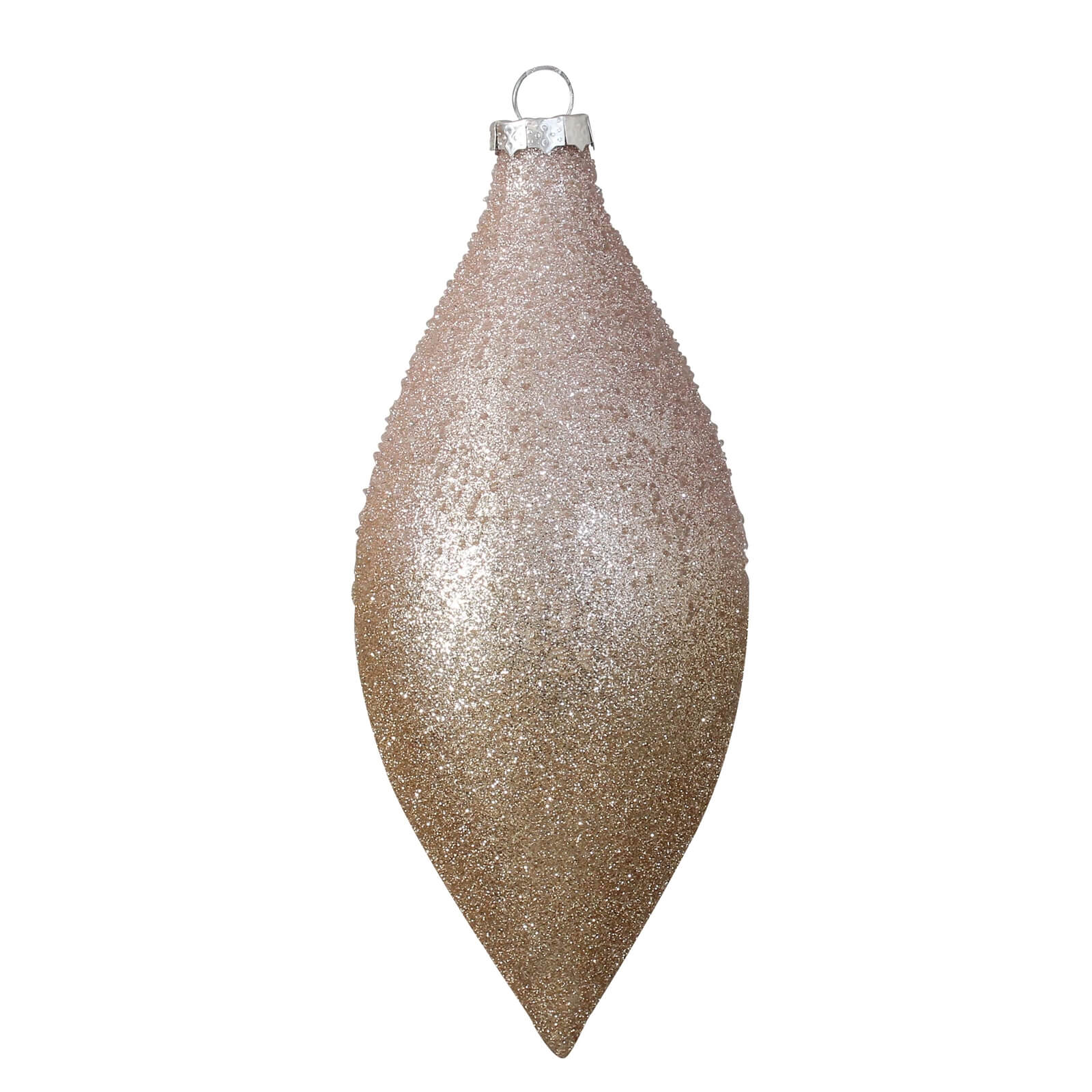Pink Gold Glitter Long Glass Finial Hanging Tree Decoration