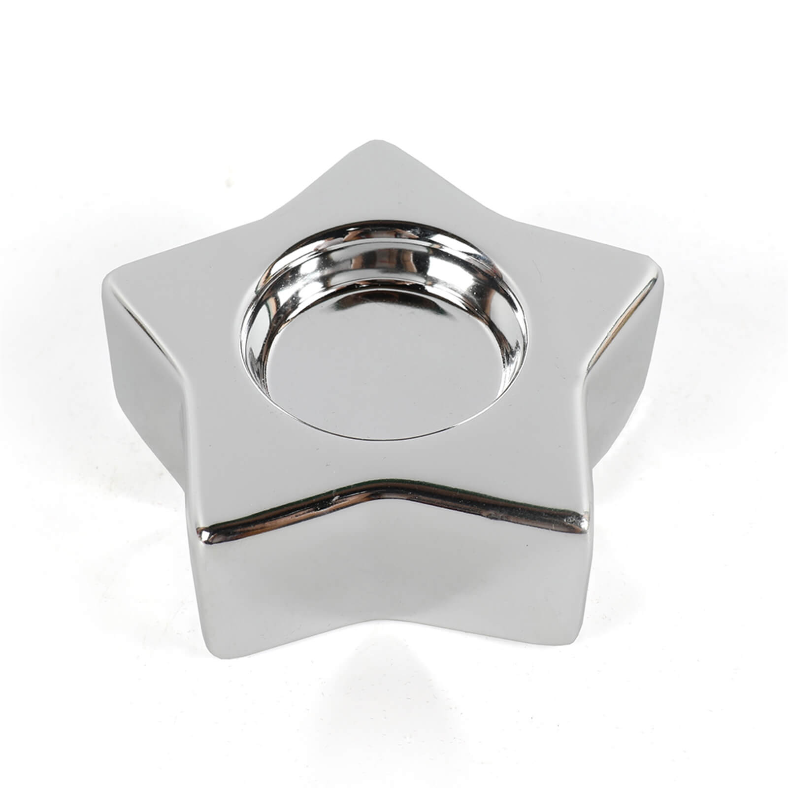 Silver Ceramic Star Candle Holder