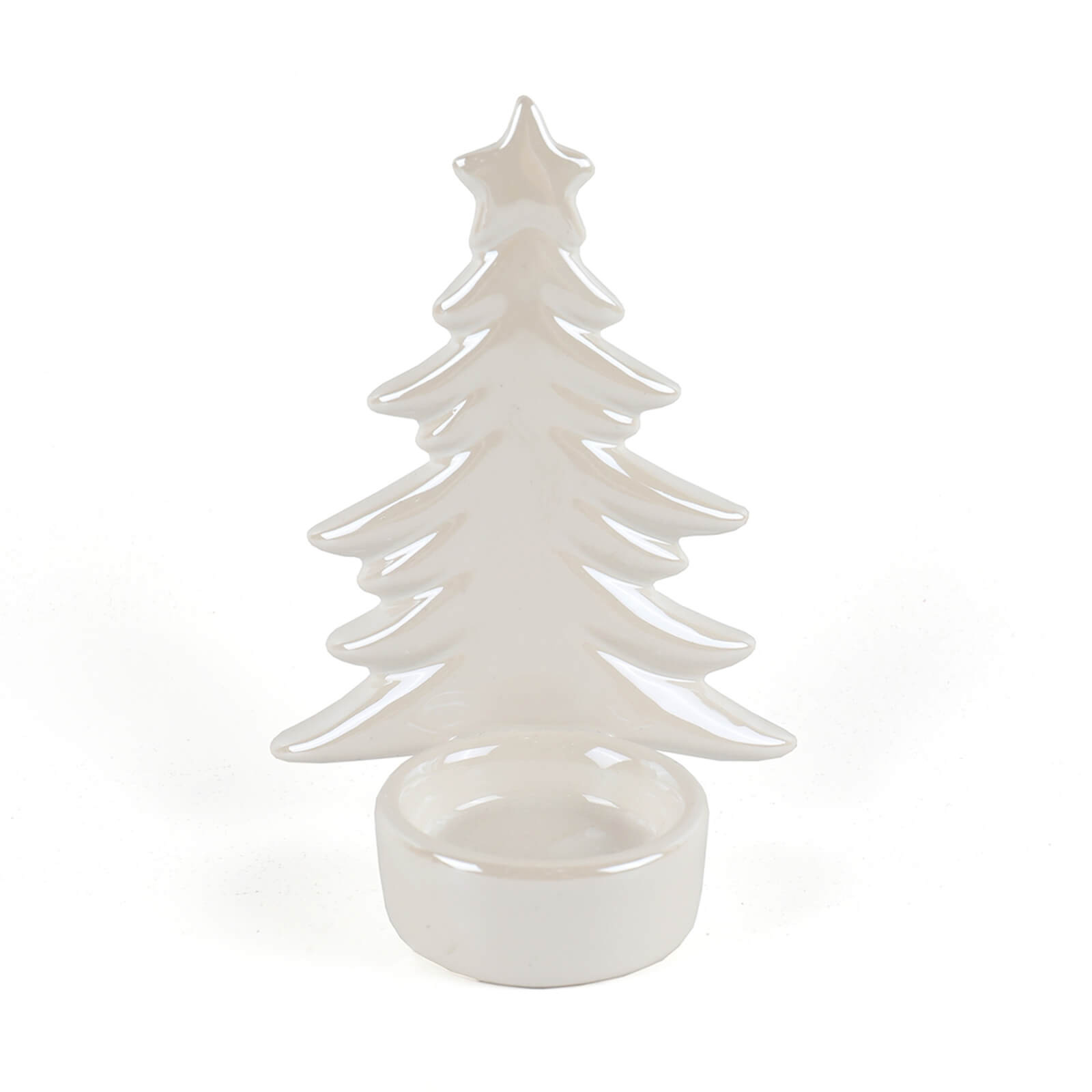 Pearl White Ceramic Christmas Tree Candle Holder