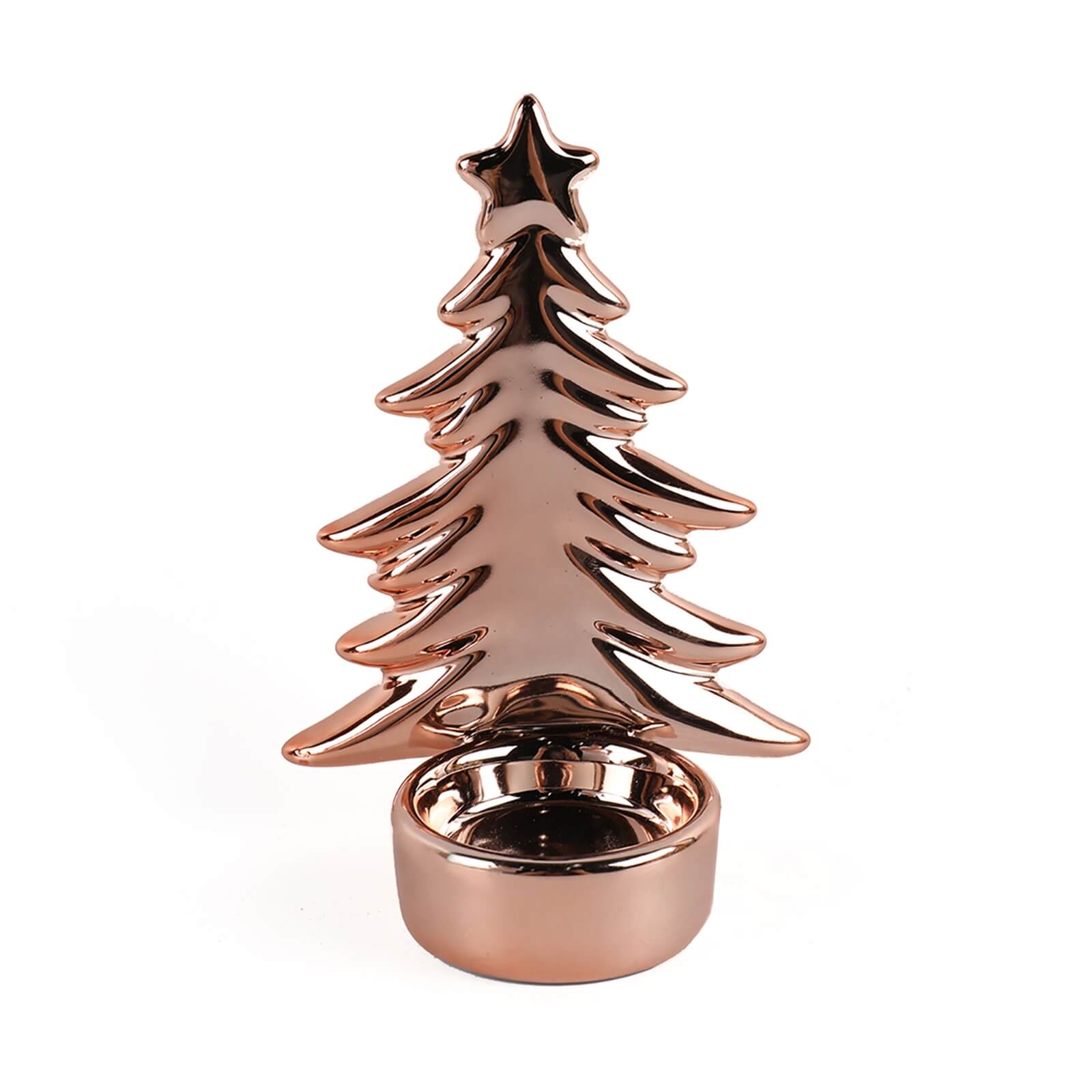 Rose Gold Ceramic Christmas Tree Candle Holder