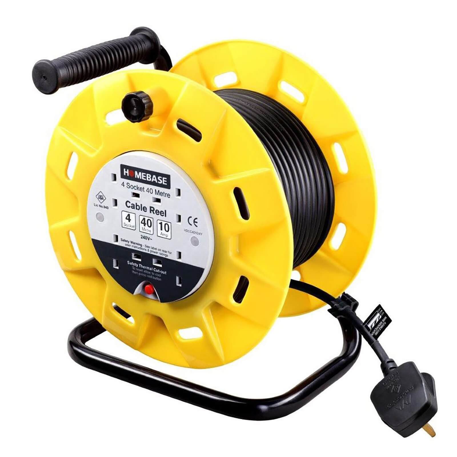 Masterplug 4 Socket Cable Reel 40m Yellow/Black