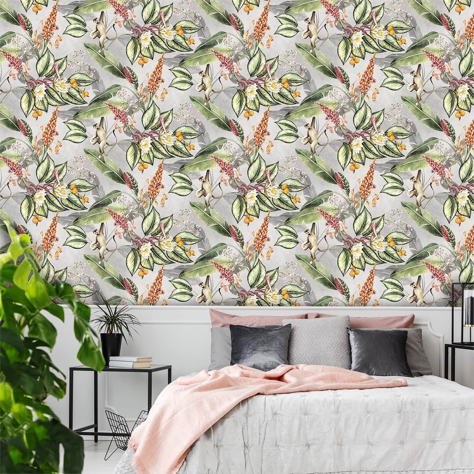 Belgravia Decor Animal Garden Grey Wallpaper