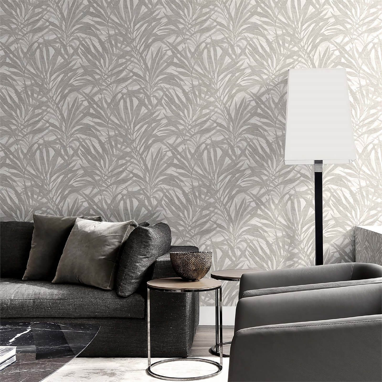 Belgravia Decor Palm Grey/Silver Wallpaper