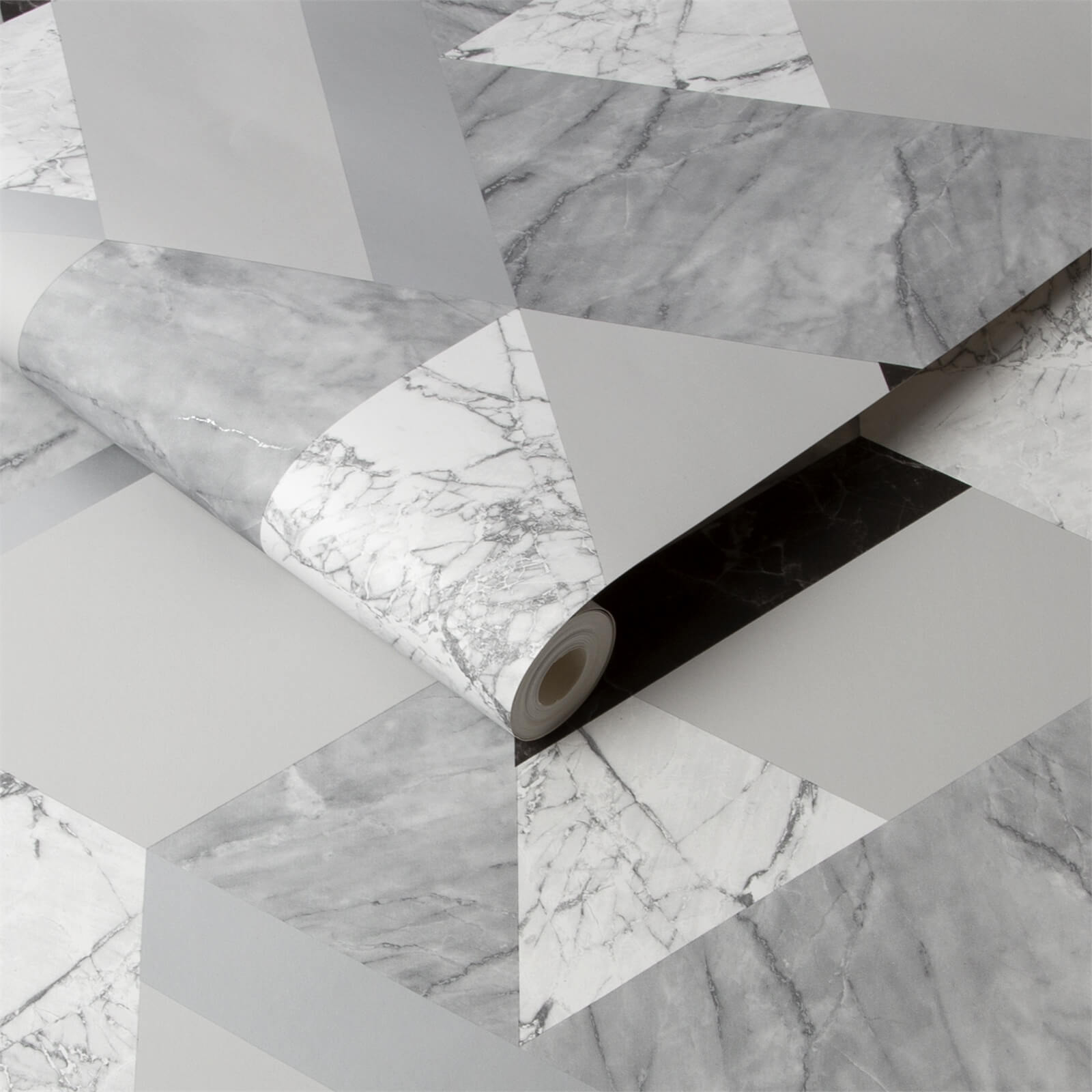 Fresco Marblesque Geometric Wallpaper - Grey