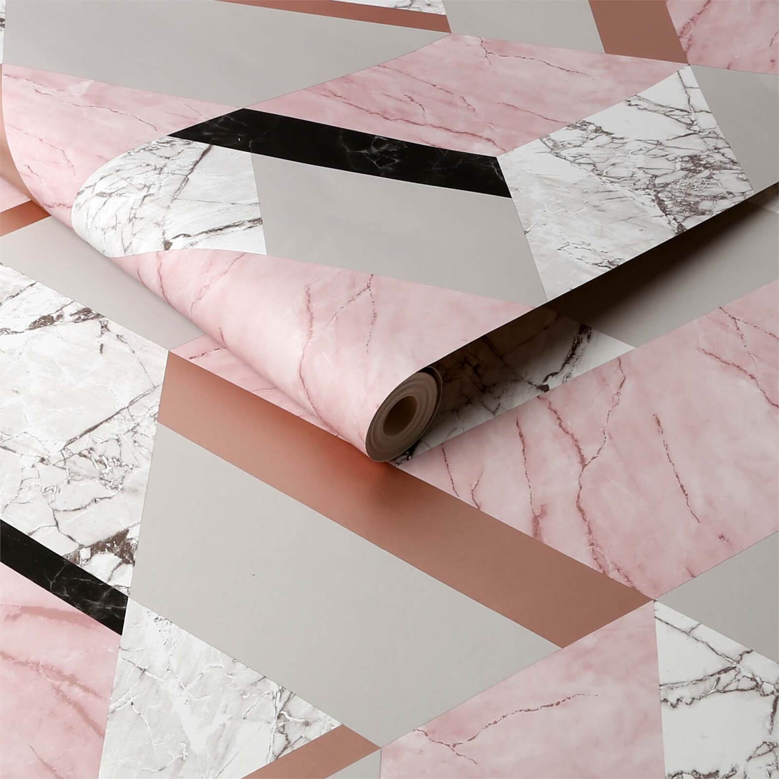 Fresco Marblesque Geometric Wallpaper - Pink