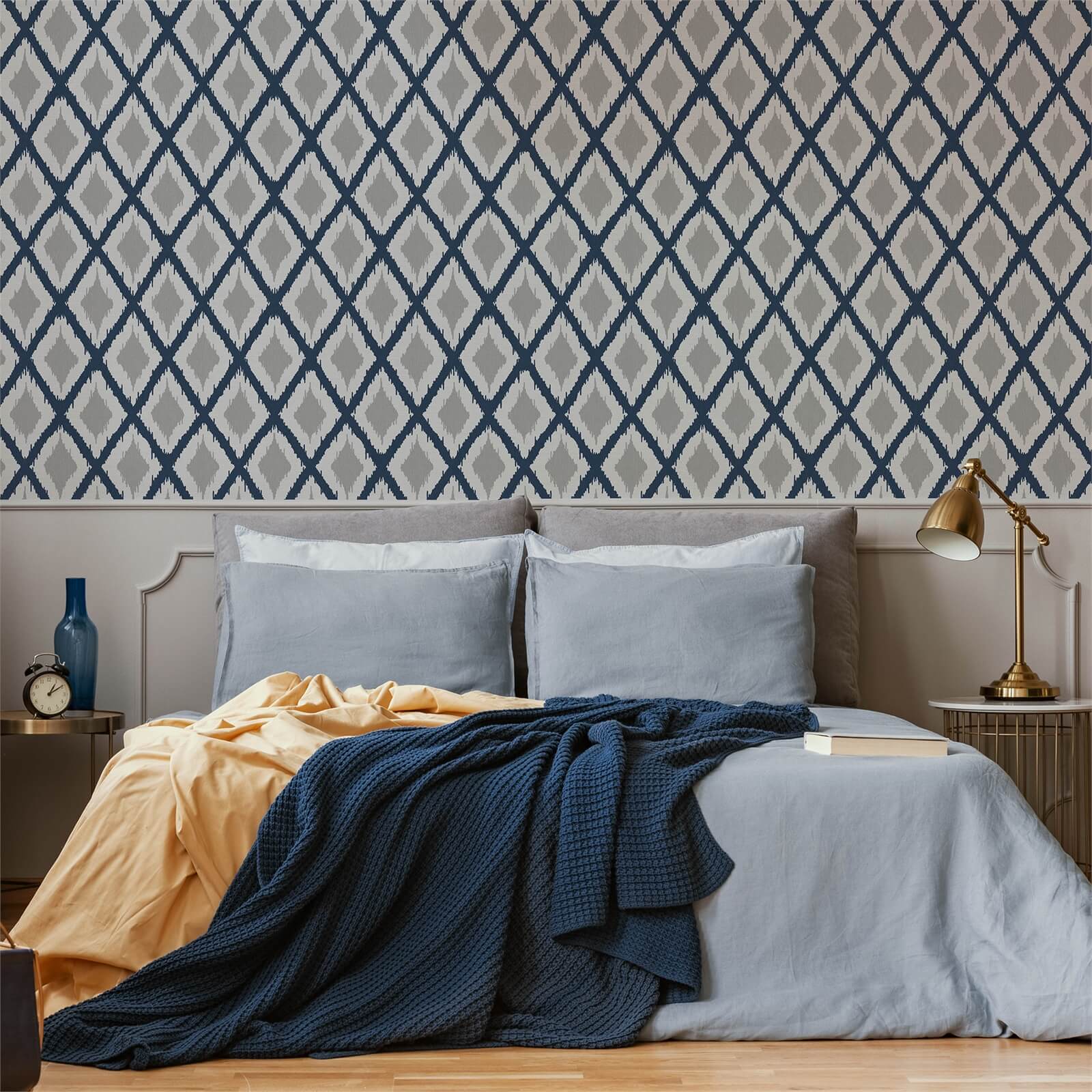 Fresco Ikat Wallpaper - Blue
