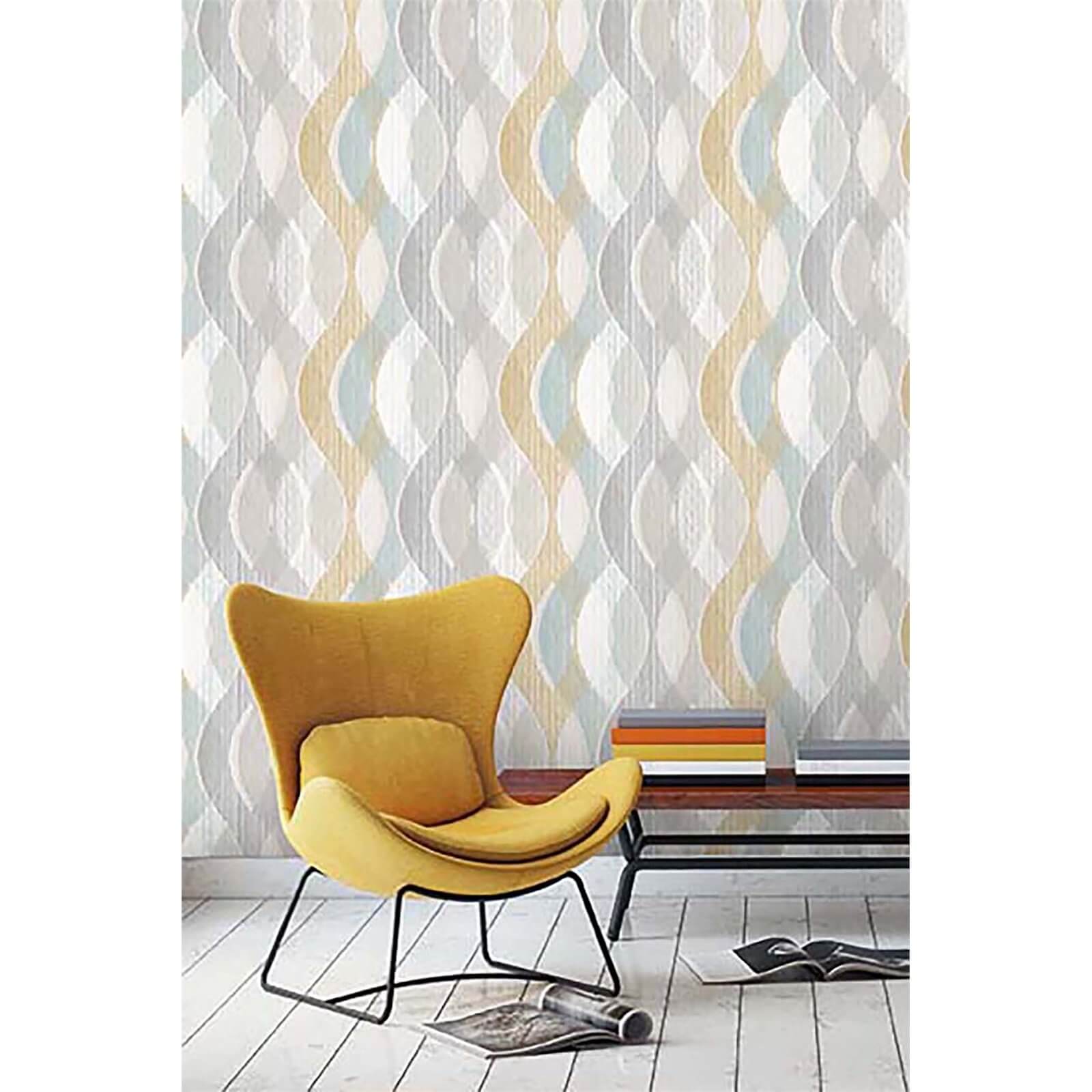 Grandeco  Madeleine Yellow/Grey Wallpaper