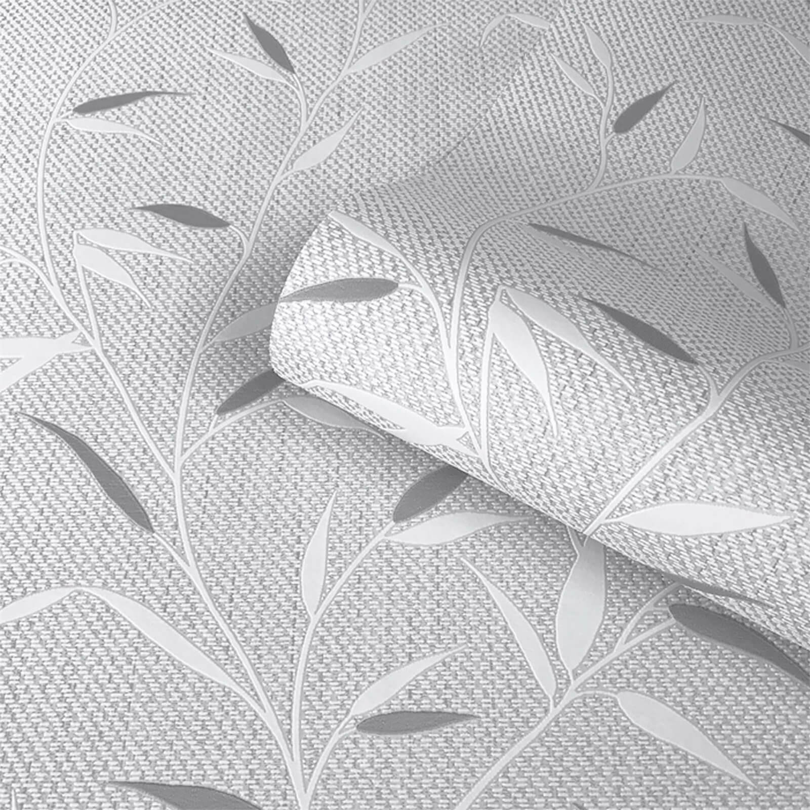 Belgravia Decor Amelie Grey Leaf Wallpaper