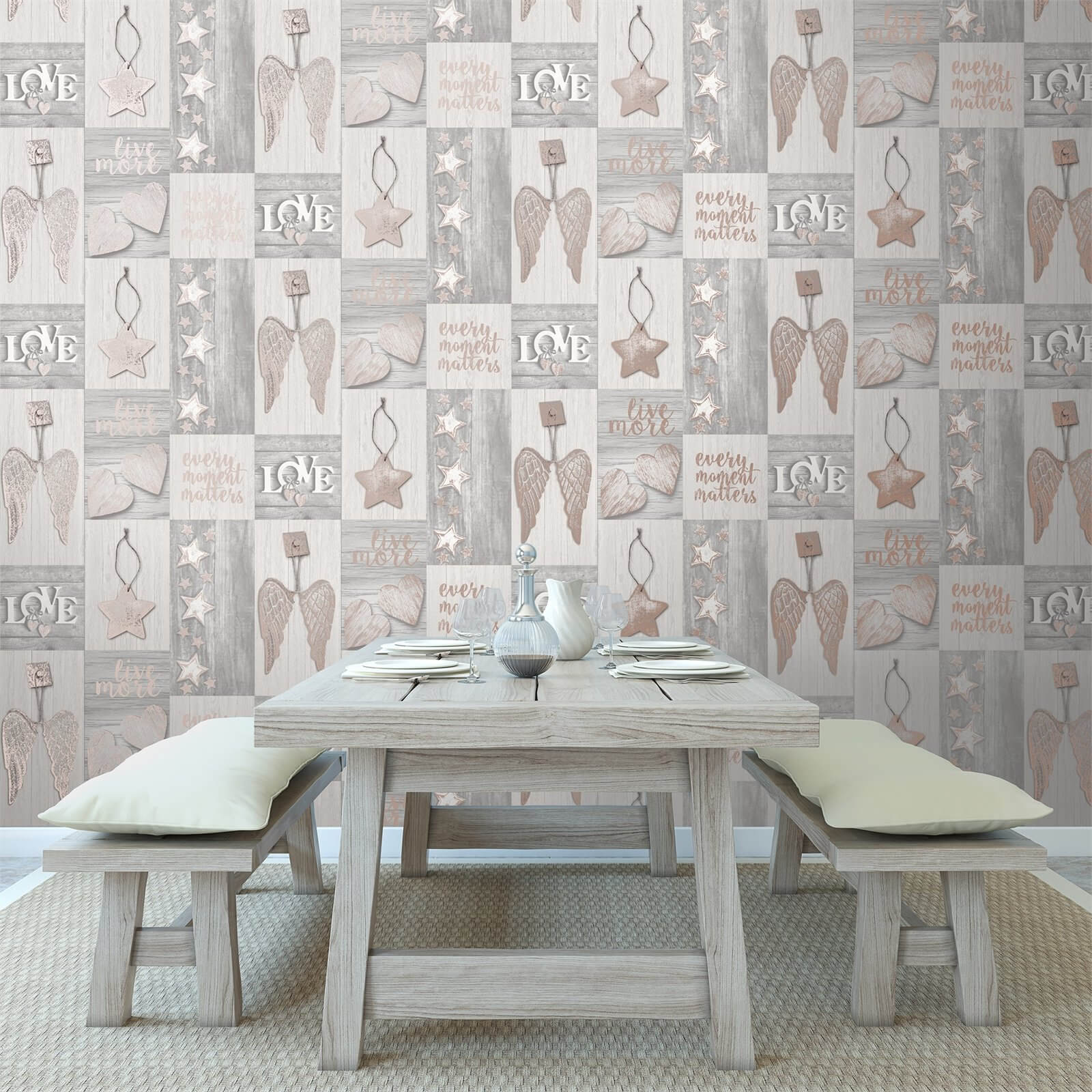 Fresco Starlight Home Rose Gold Wallpaper Homebase