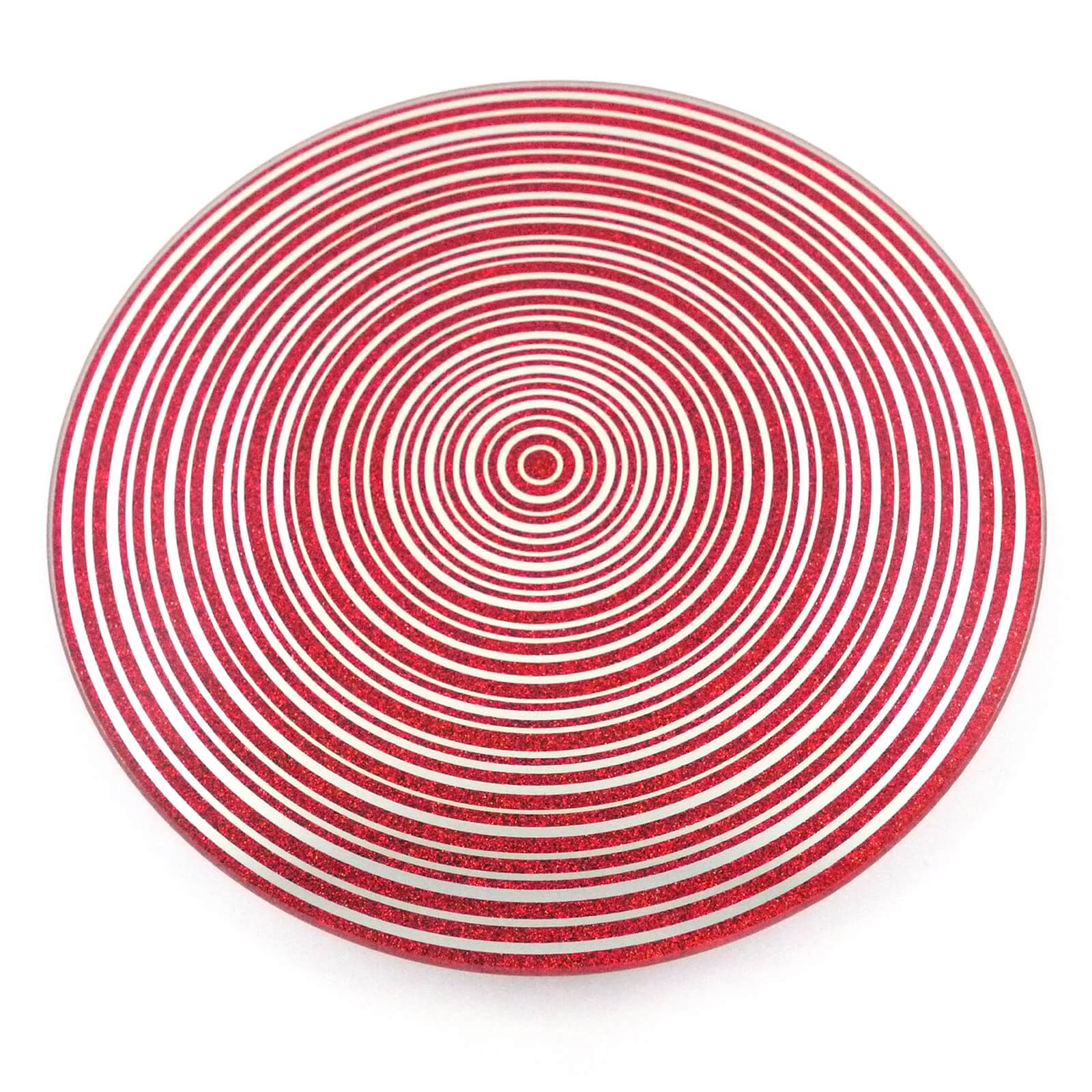Red Glitter Candle Plate - 18cm