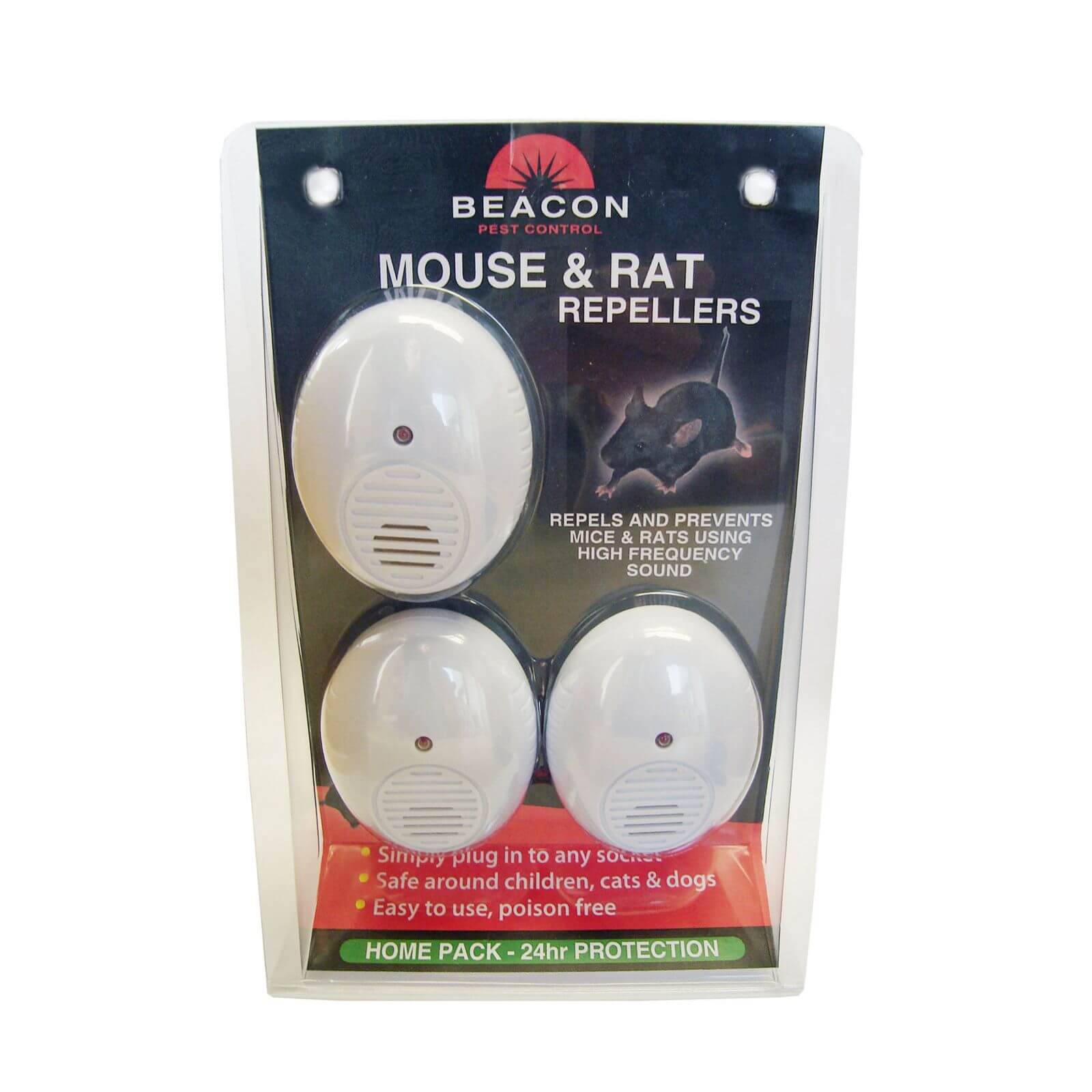 Beacon Mouse and Rat Repeller - 46m2 range (Pack of 3)