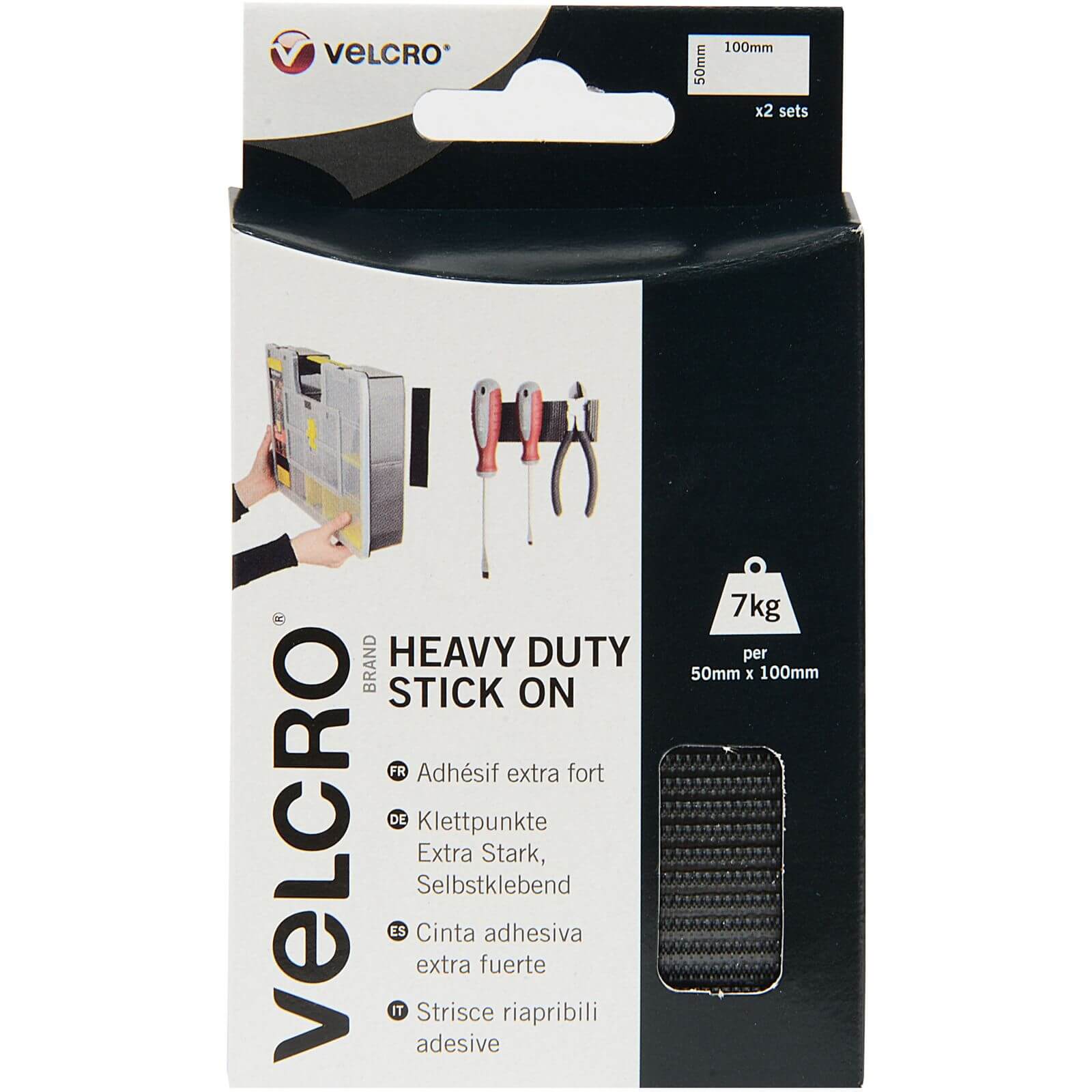 VELCRO? Brand Heavy Duty Stick-On Strips - White - 2 Pack