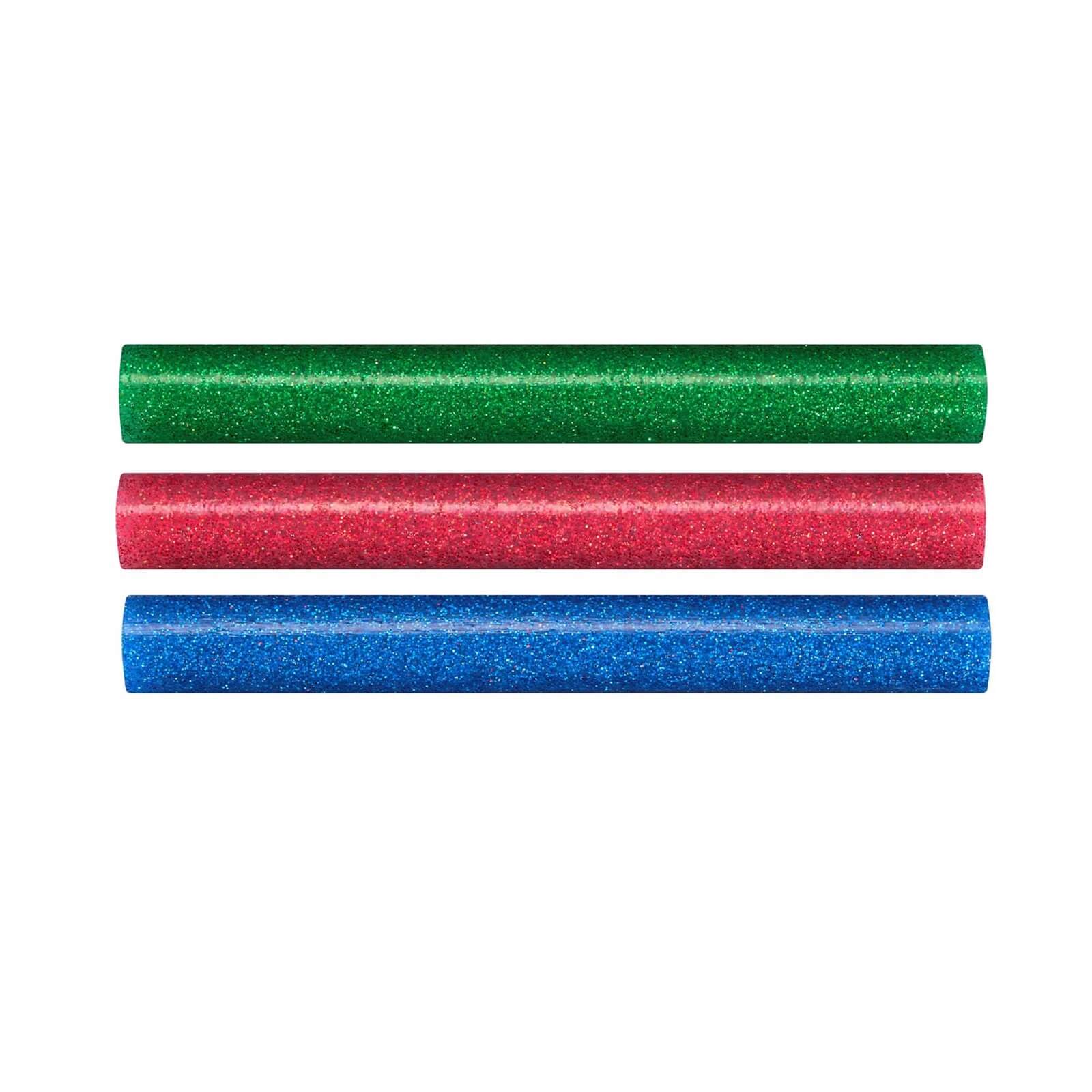 STANLEY Low Temperature Glitter Red/Green/Blue 12x101 mm Glue Sticks - Pack of 12 (STHT1-70436)