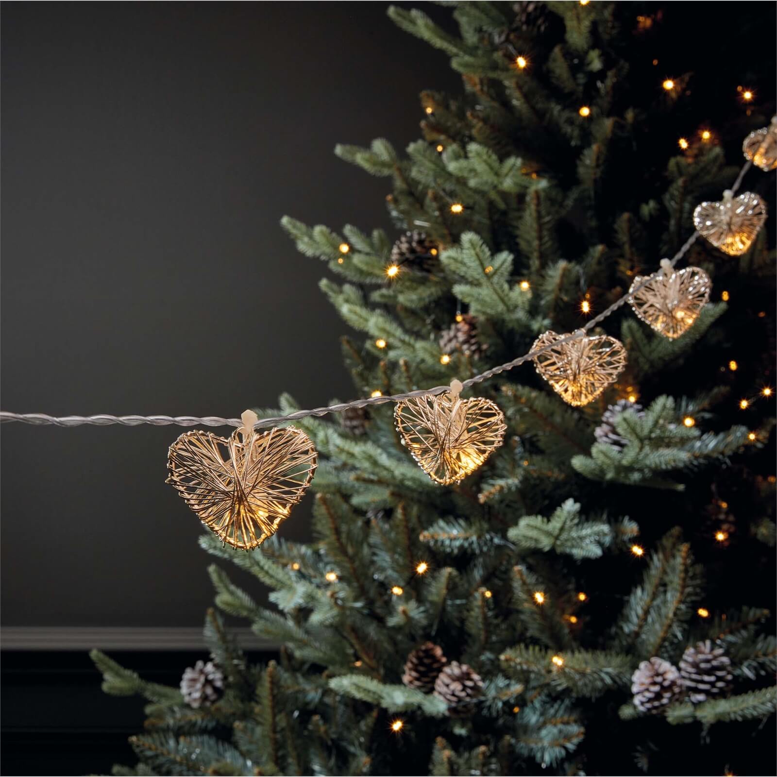 20 Silver Heart String Lights (Battery Operated)
