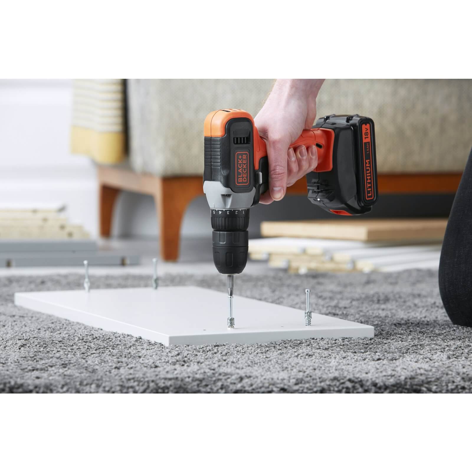 BLACK+DECKER 18V Cordless Drill Driver with Battery and Charger (BCD001C1-GB)