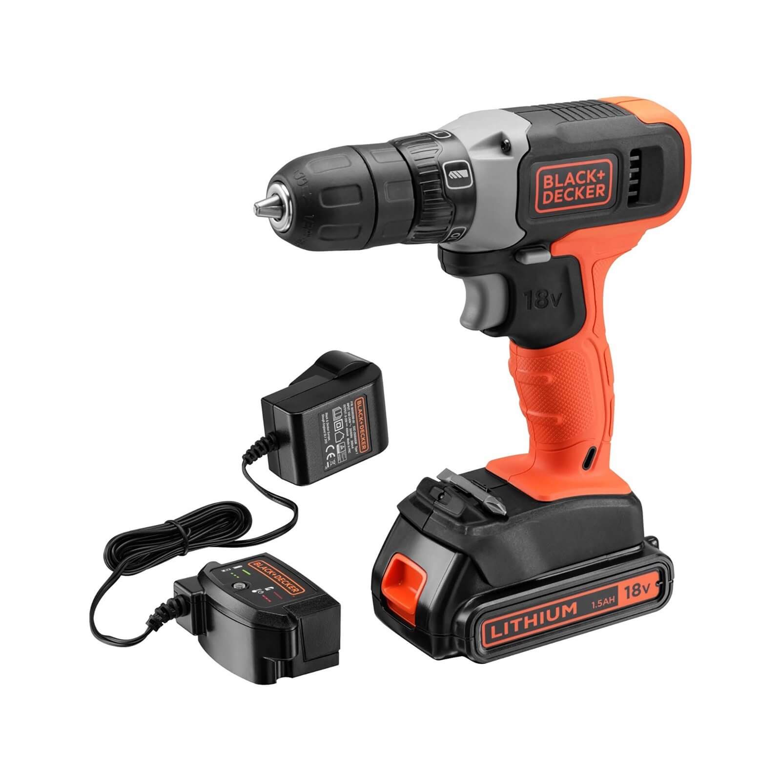BLACK+DECKER 18V Cordless Drill Driver with Battery and Charger (BCD001C1-GB)
