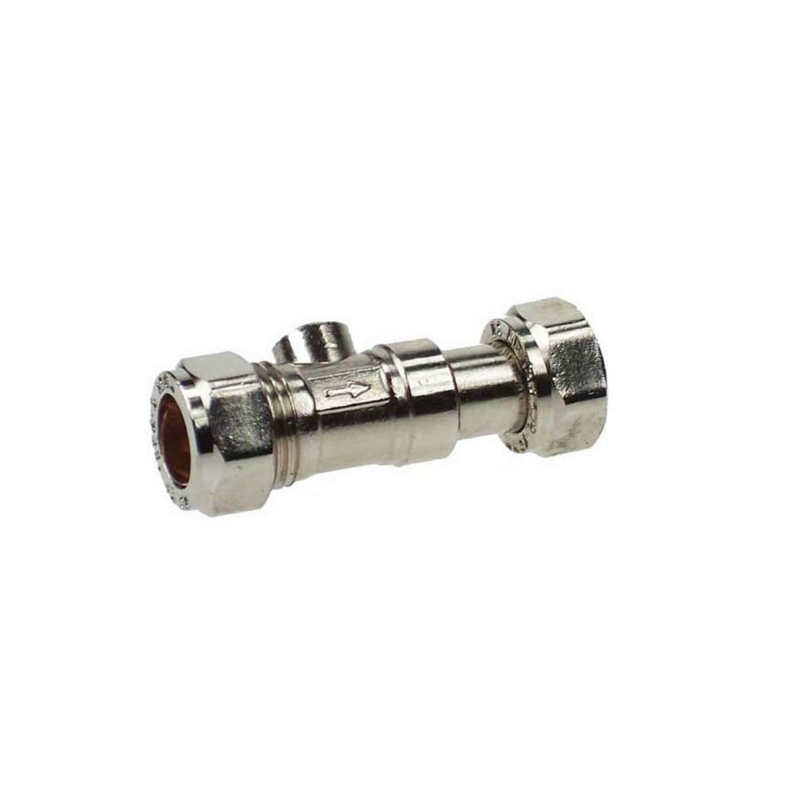 Straight Tap Connector and Isolating Valve - 15mm - 0.5in
