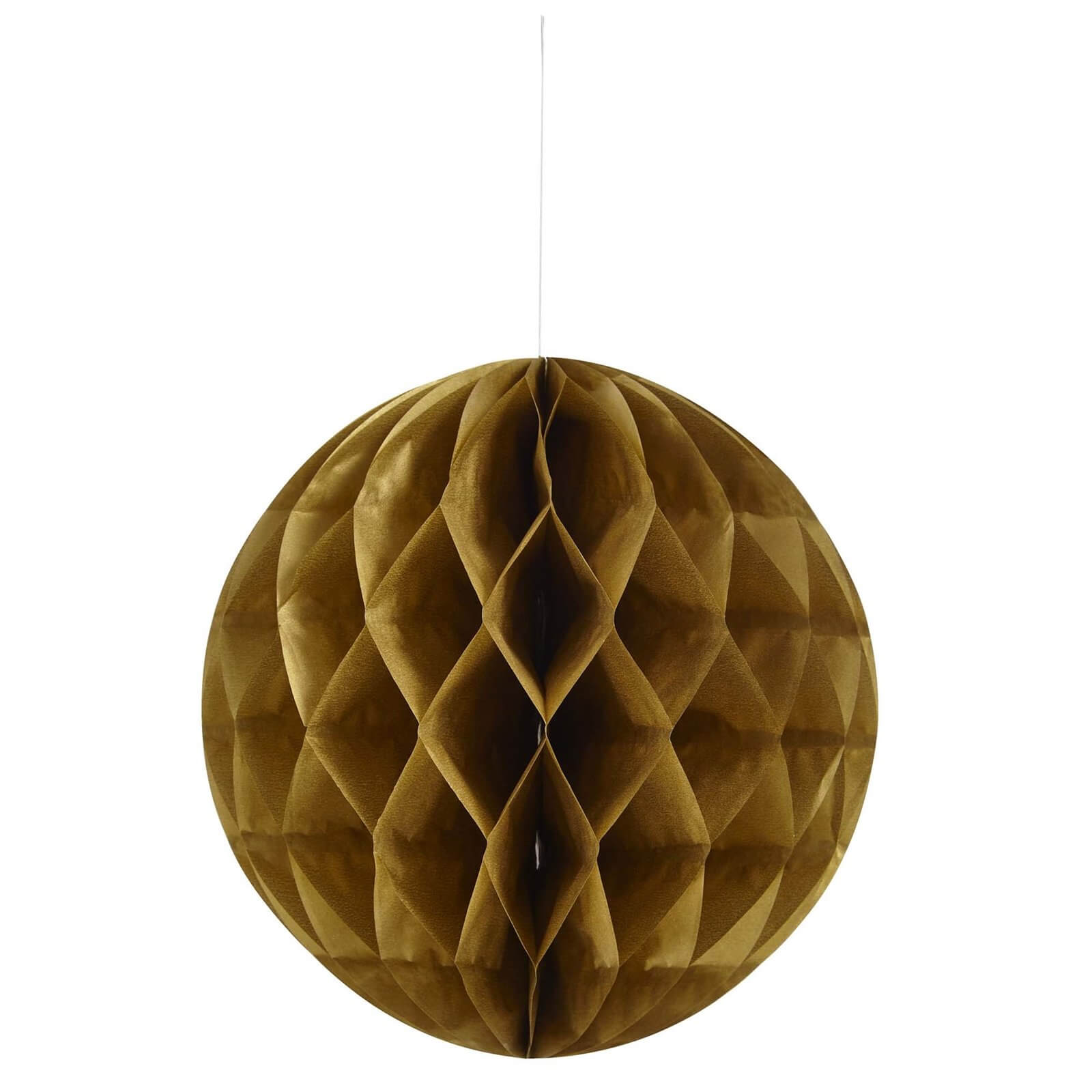 Gold Paper Honeycomb Ball Hanging Decoration - 3 Pack 20cm