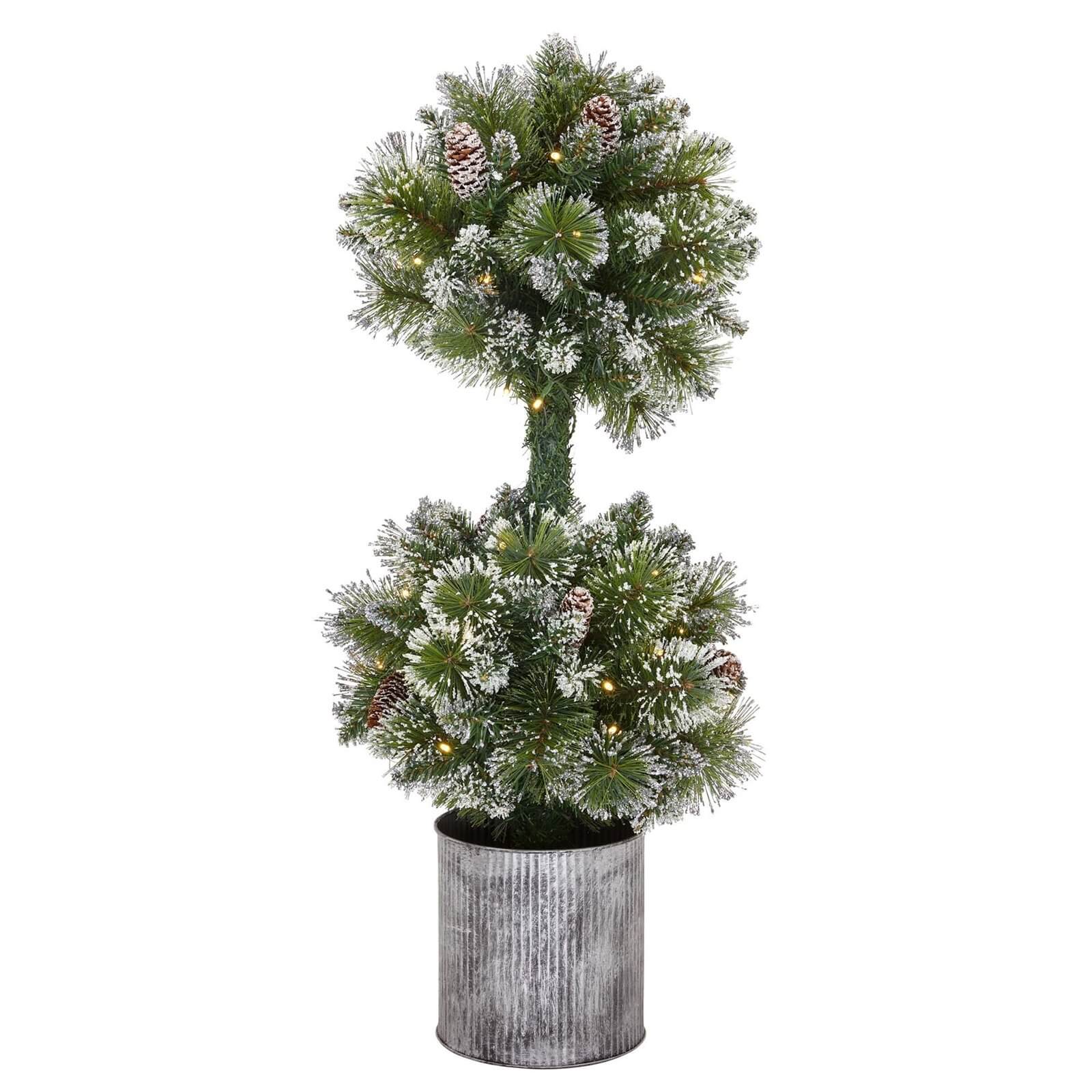 2ft 6 Snowy Ball Pre Lit Potted Christmas Tree