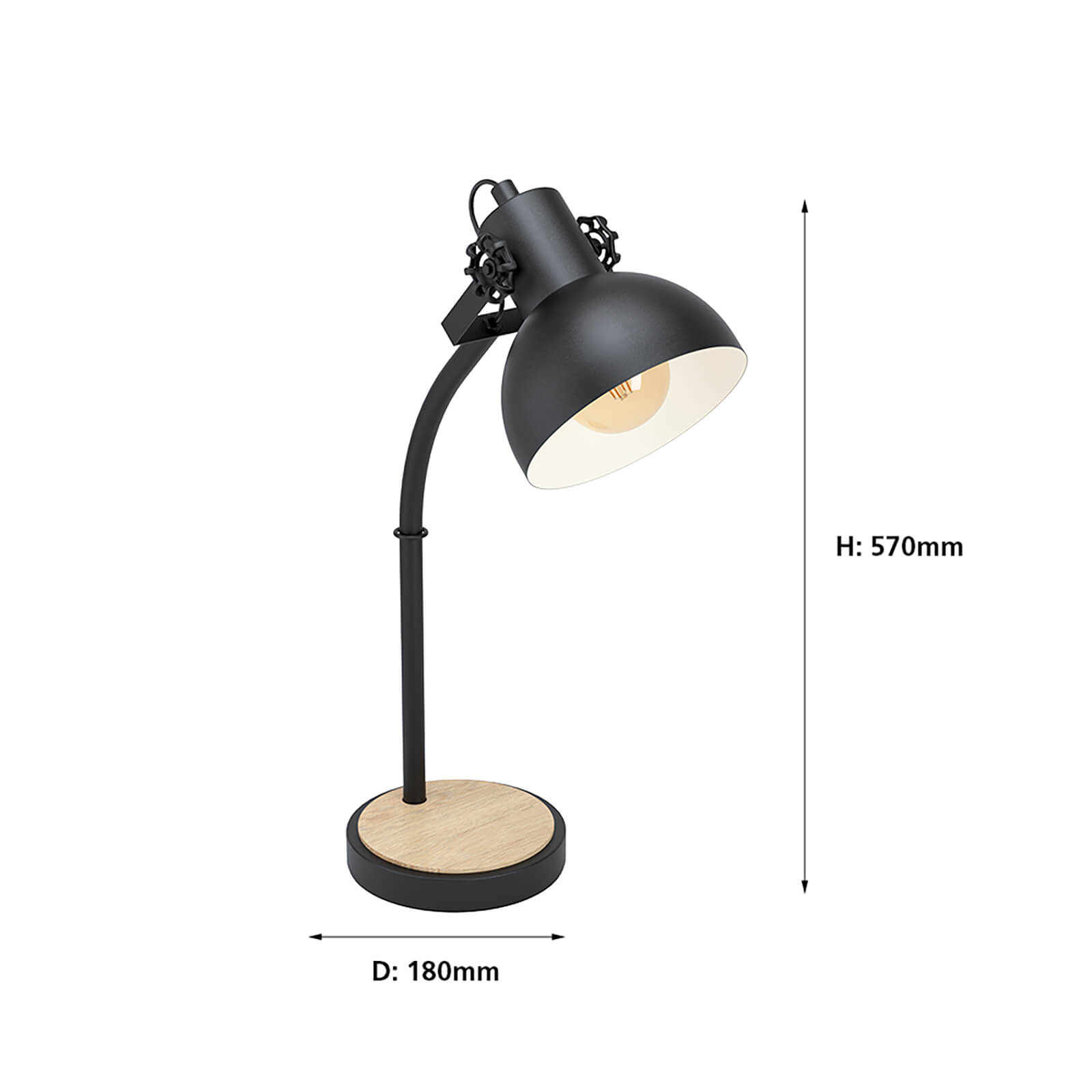 EGLO Lubenham Stylish Black and Wood Table Lamp