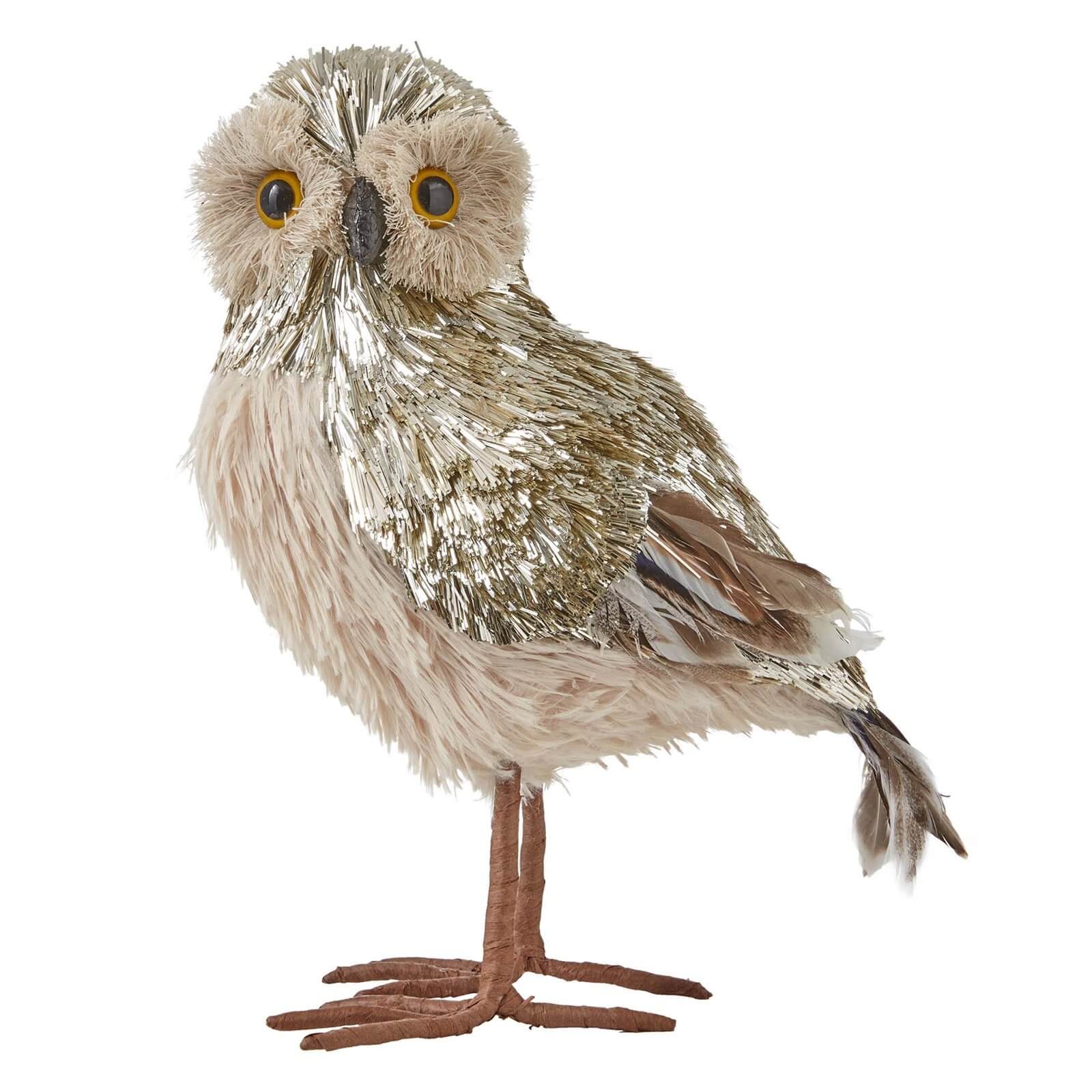 Gold Bristle Standing Owl