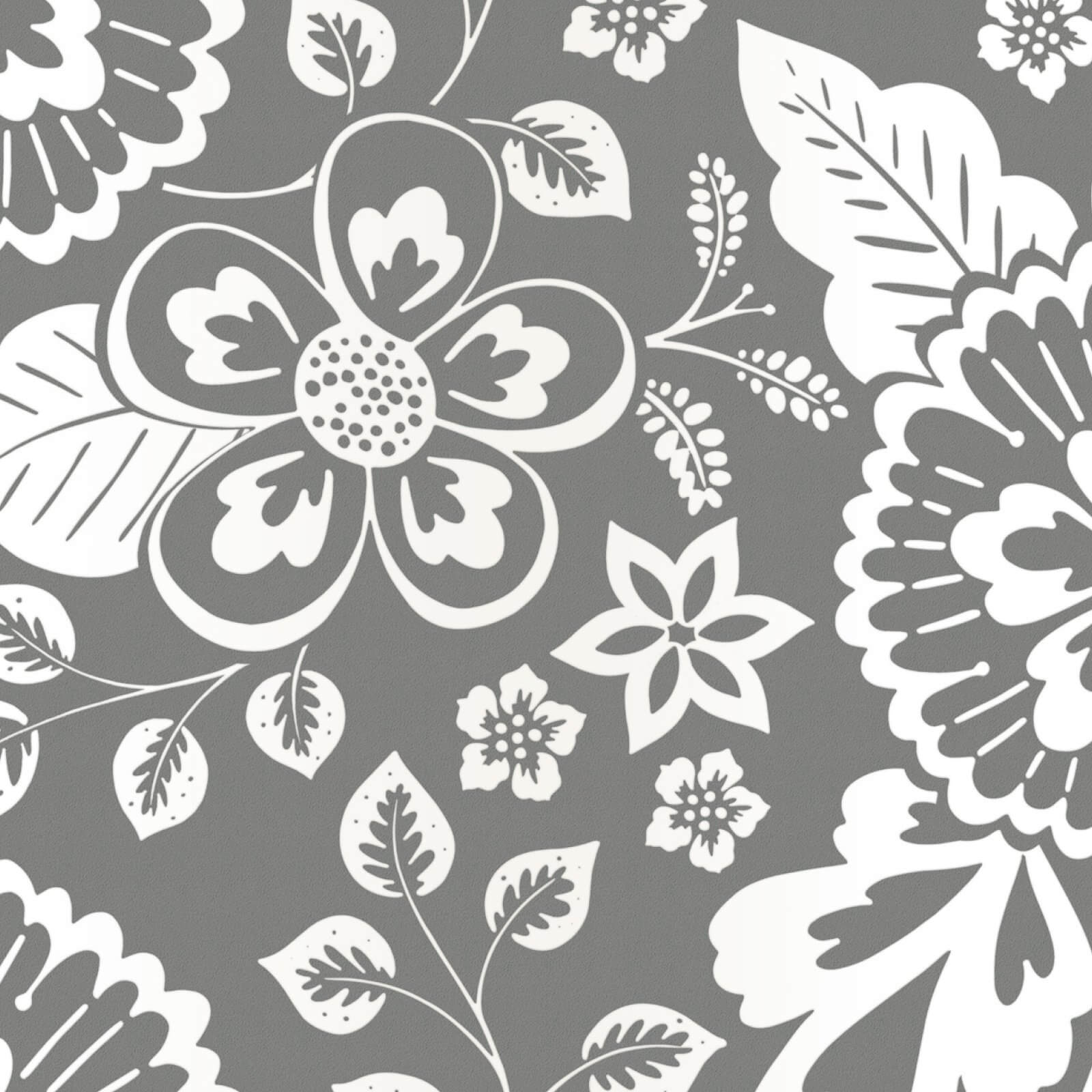 Elle Decoration Fleur Graphique Grey Wallpaper