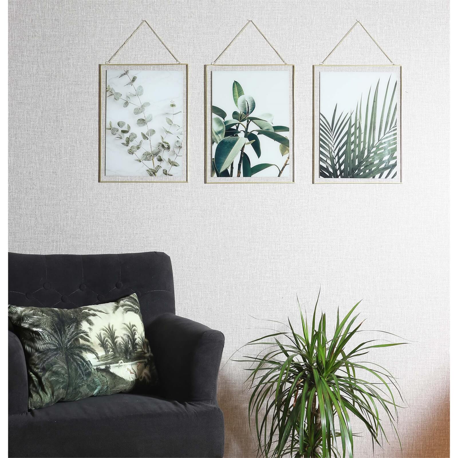 Hanging Leaf Prints on Glass Set of 3