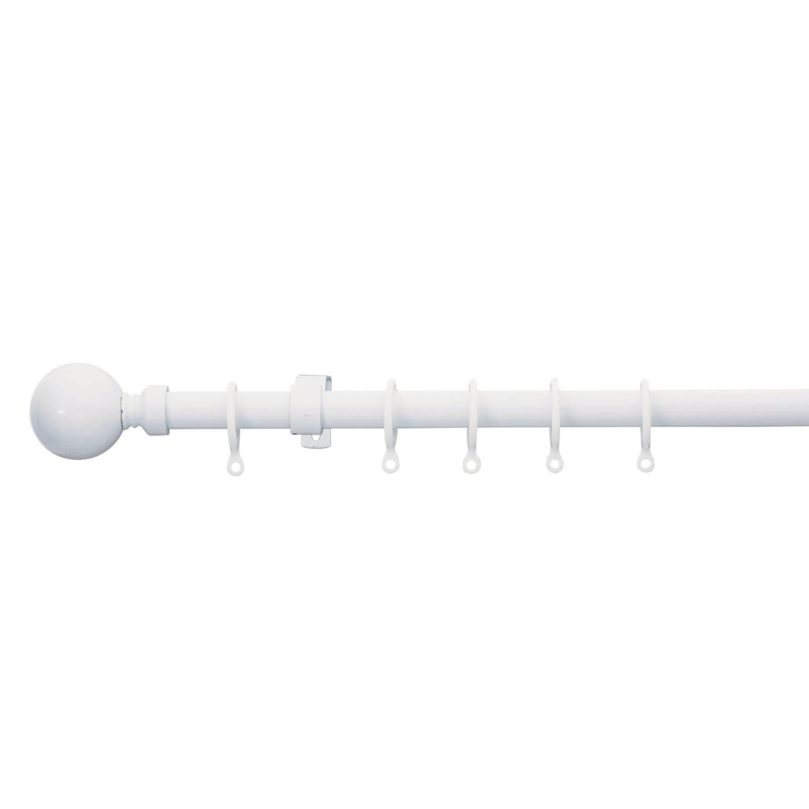 White Extendable Curtain Pole with Ball Finial 1.7 - 3m