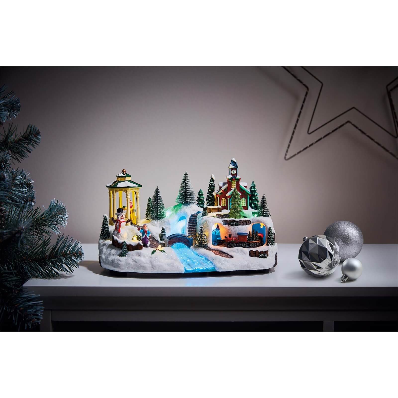 Village + River Musical LED Christmas Decoration - Battery Operated