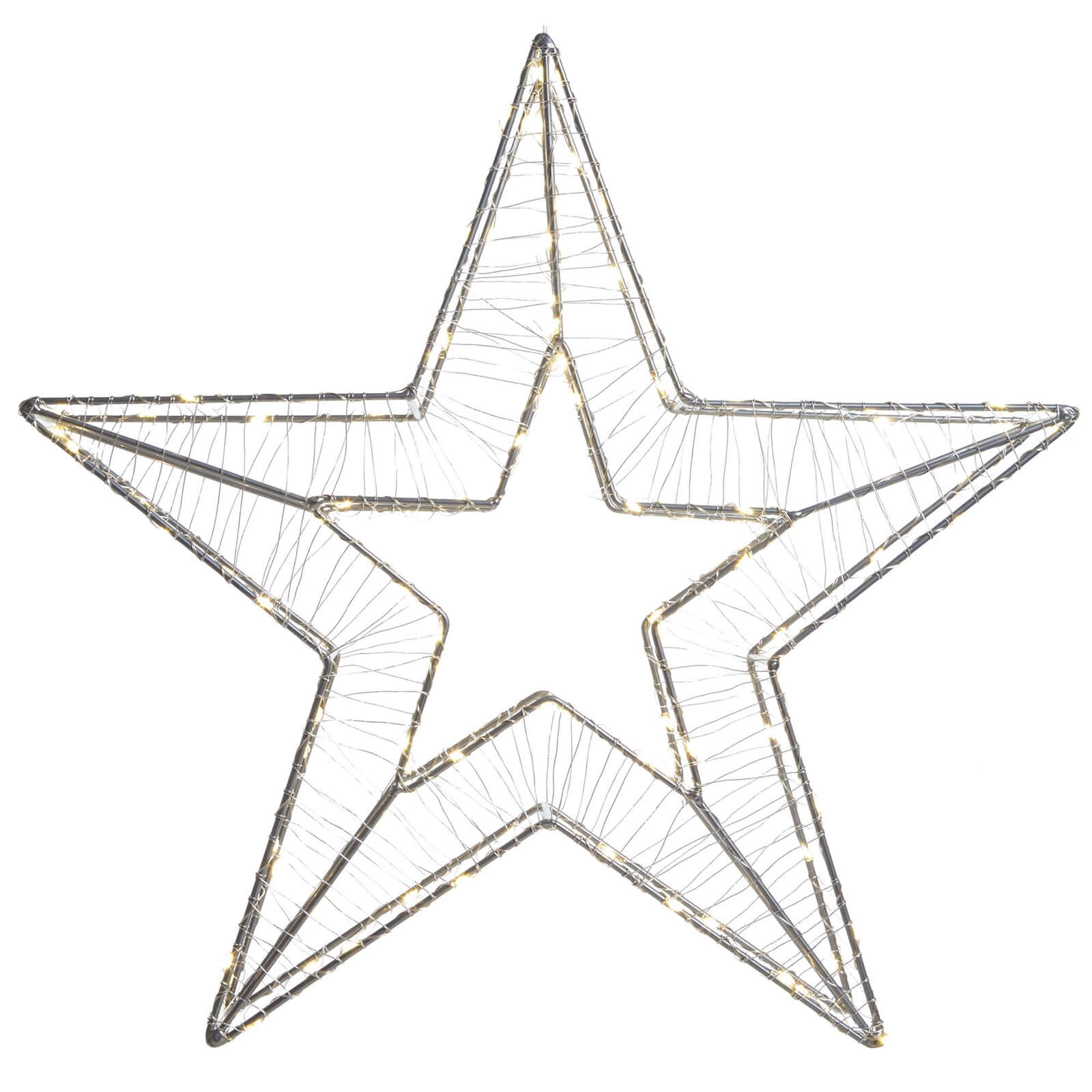 Silver Star 3D Light Up Christmas Decoration (Battery Operated)