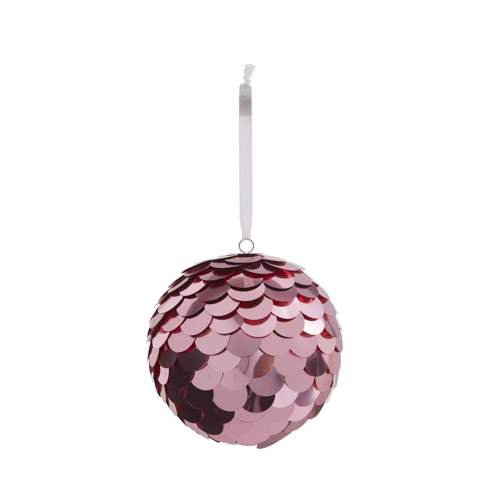 Large Pink Sequin Christmas Tree Bauble 100mm