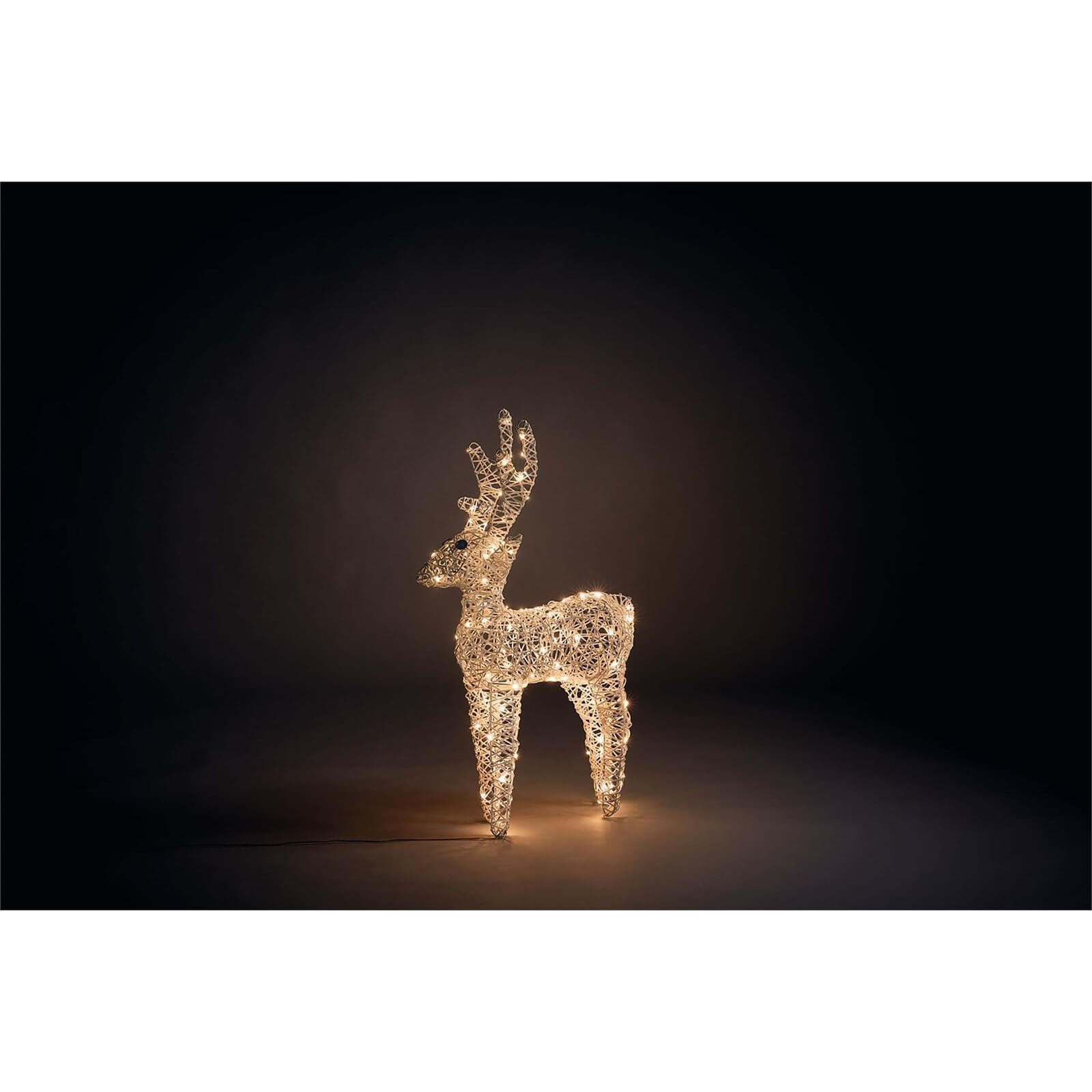 Rattan Effect LED White Reindeer - 2ft, 6