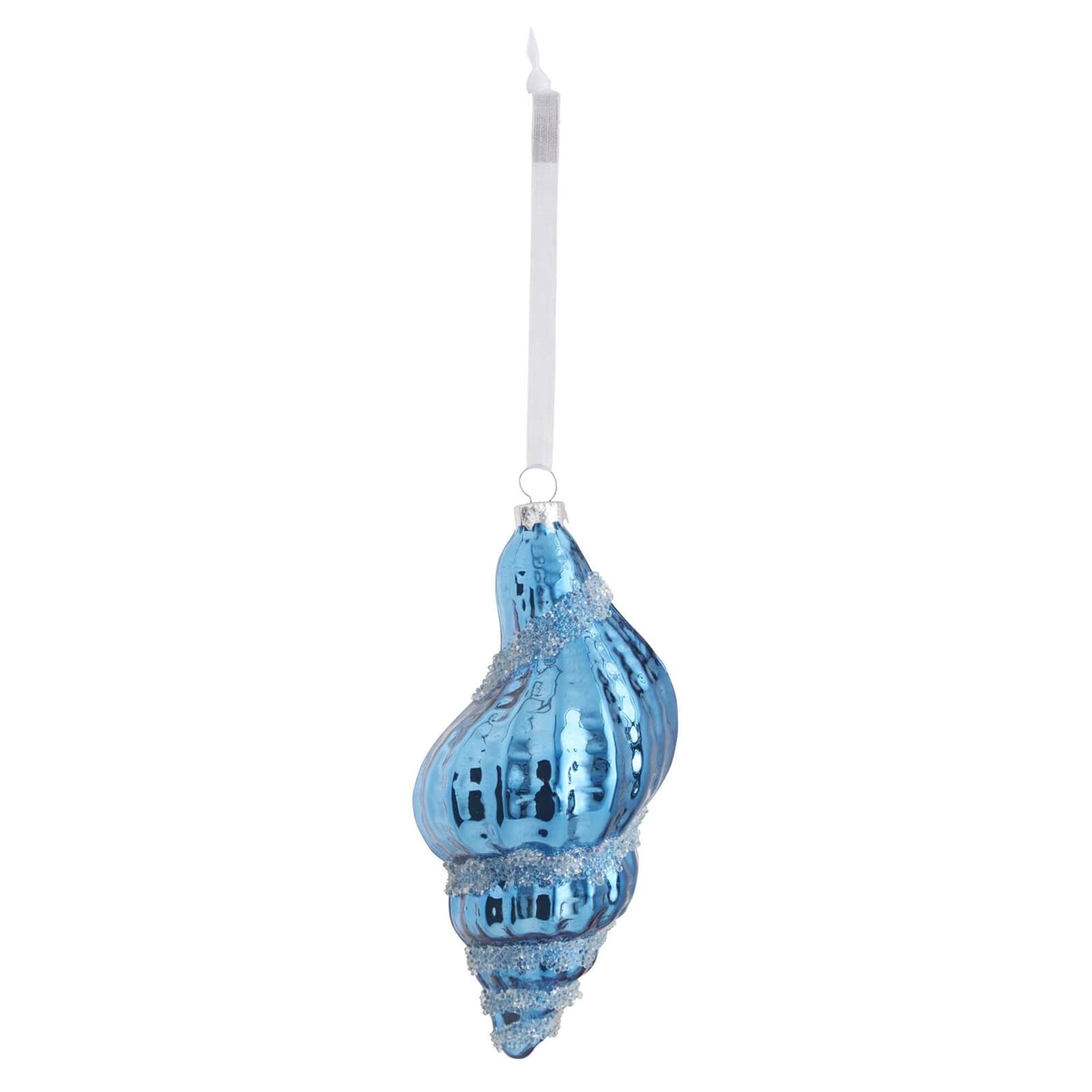 Blue Spiral Shell Glass Hanging Tree Decoration