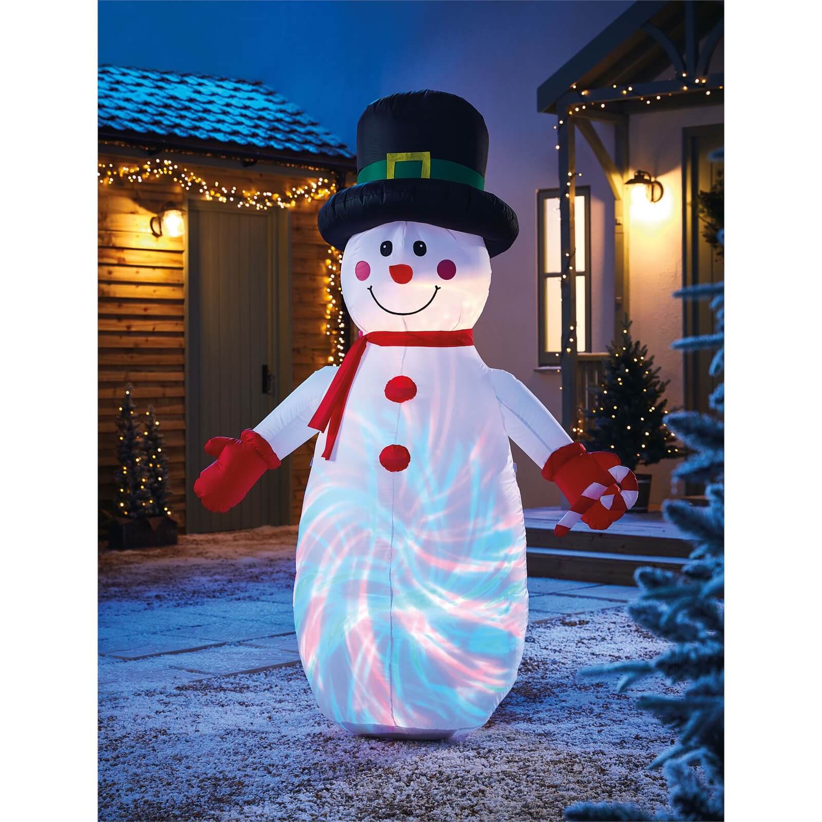6ft Disco Light Snowman Christmas Inflatable