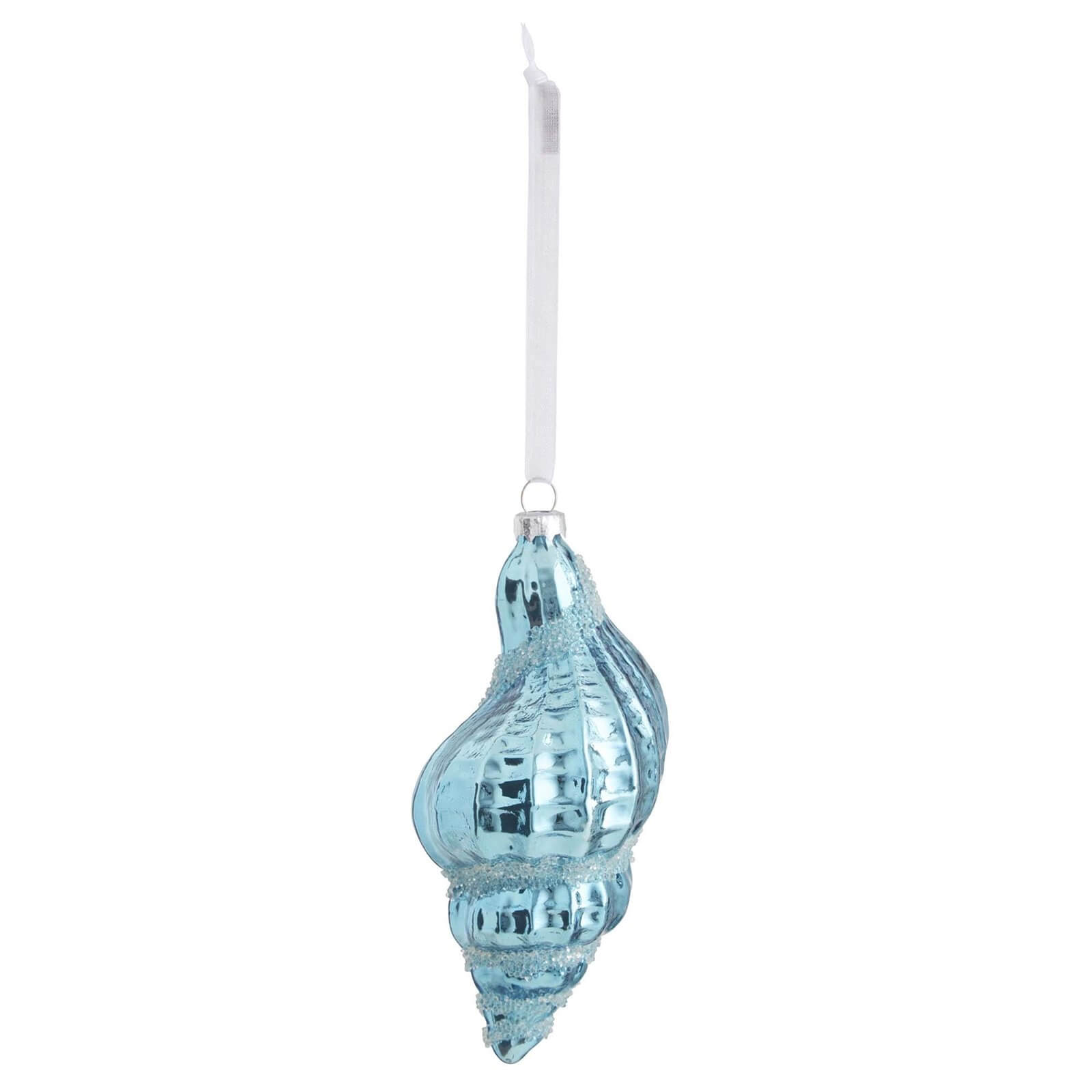 Turquoise Spiral Shell Glass Hanging Tree Decoration