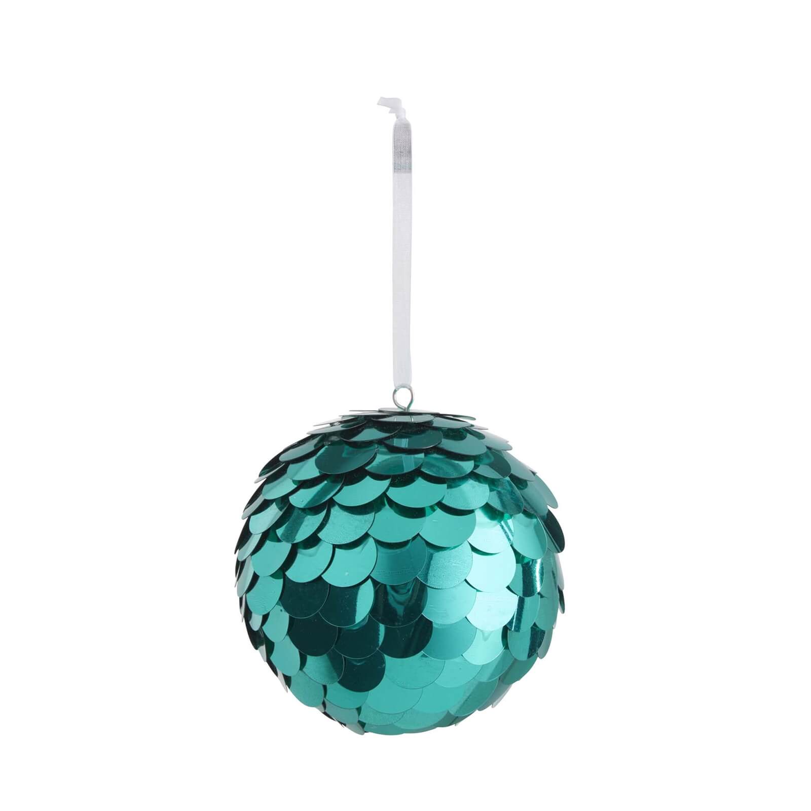 Large Green Sequin Christmas Tree Bauble 100mm