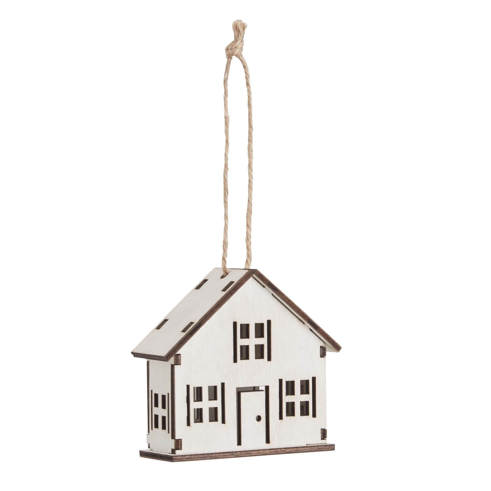 White Wooden House Hanging Tree Decoration