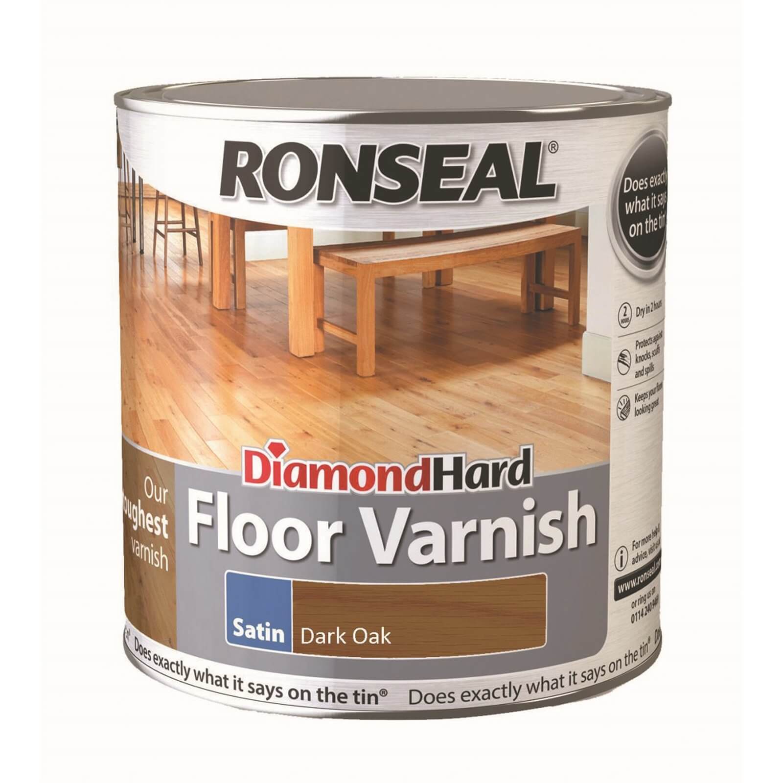 Ronseal Diamond Hard Floor Varnish Dark Oak - 2.5L