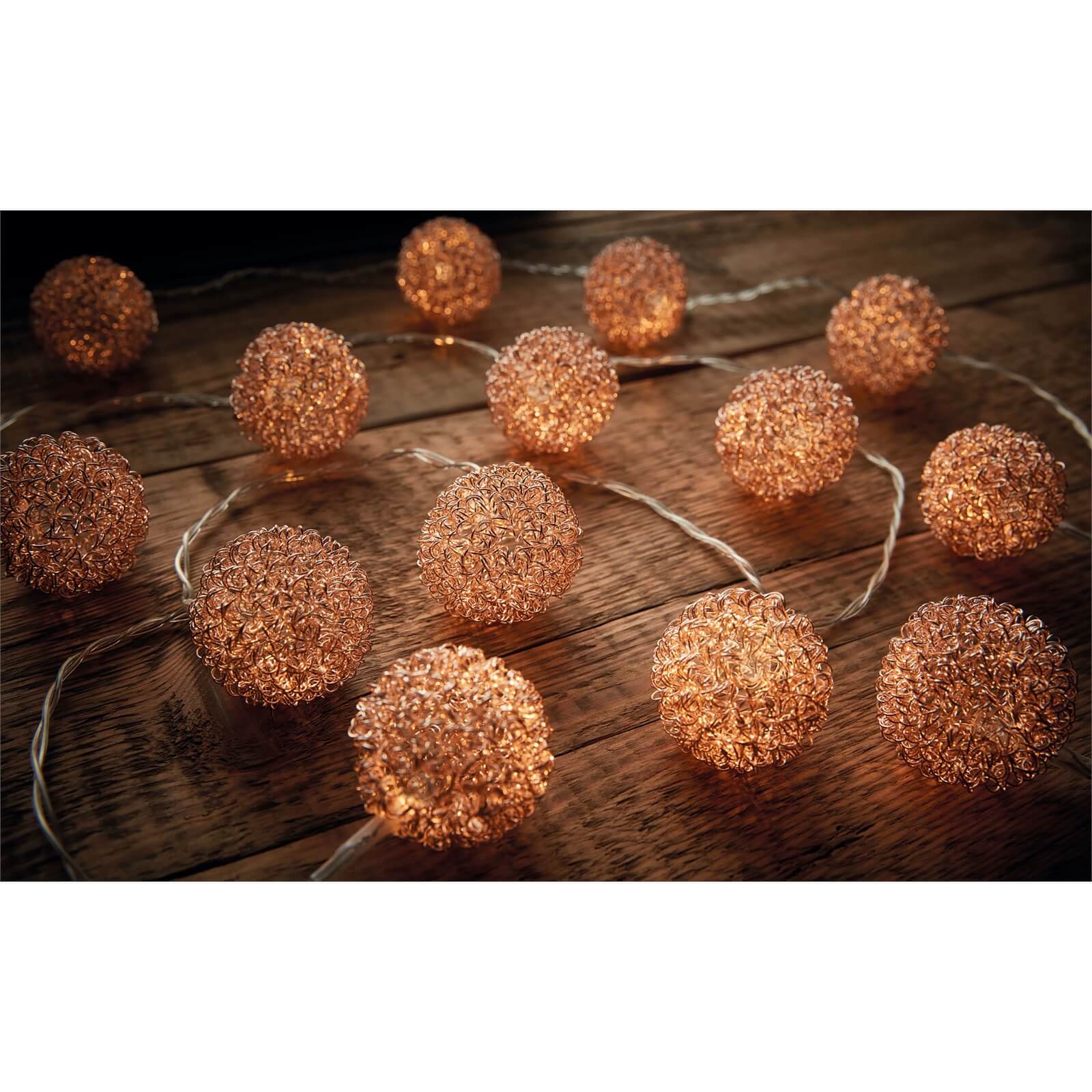 15 Champagne Wire Ball String Lights (Battery Operated)