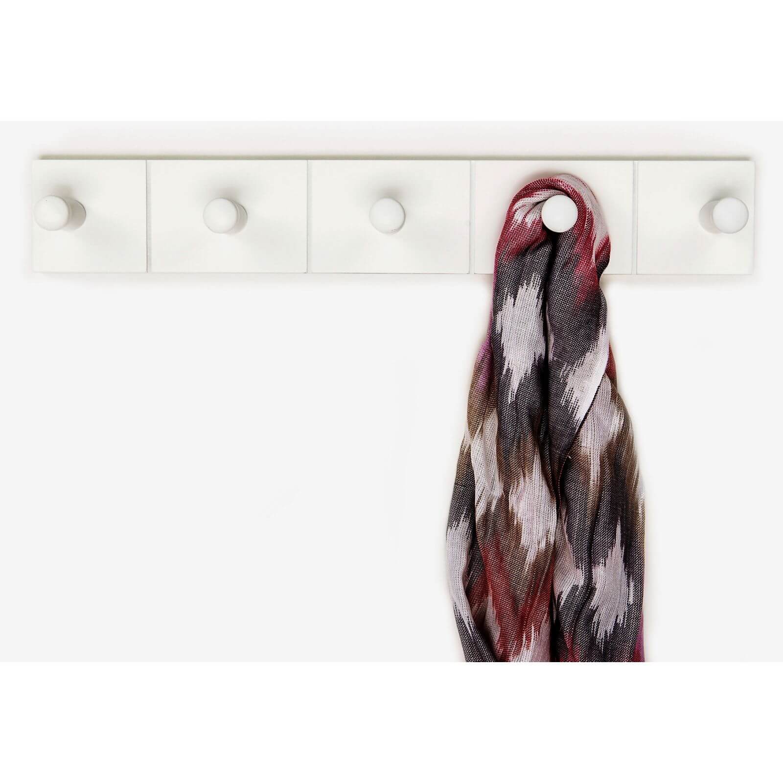 4 All Wood Hooks White Coat Hanger Homebase