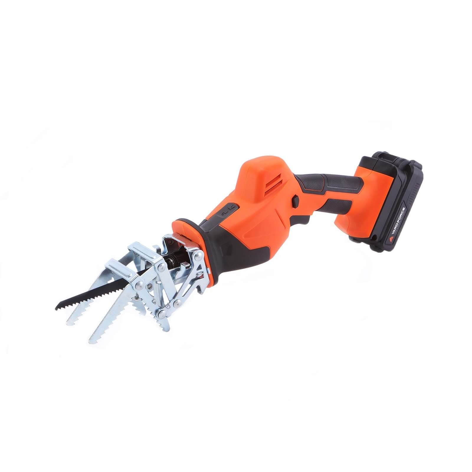 Yard Force 20V Cordless Garden Saw with Multiple Blades, Clamping Jaw, 2.0Ah Lithium-Ion Battery & Charger