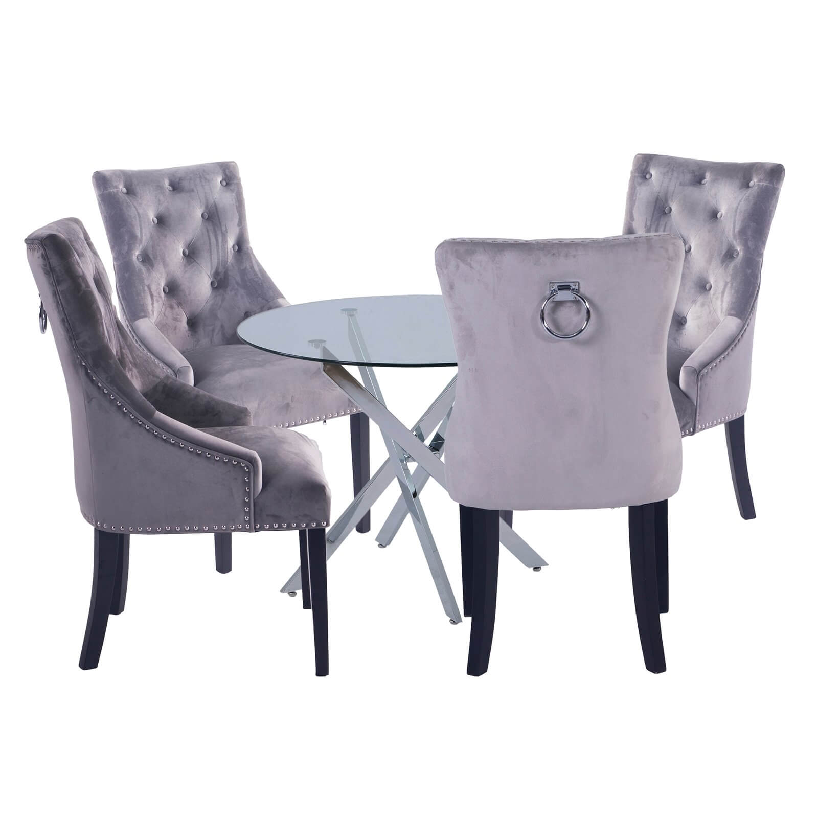 Sloane 4 Seater Dining Set - Annabelle Chairs - Grey
