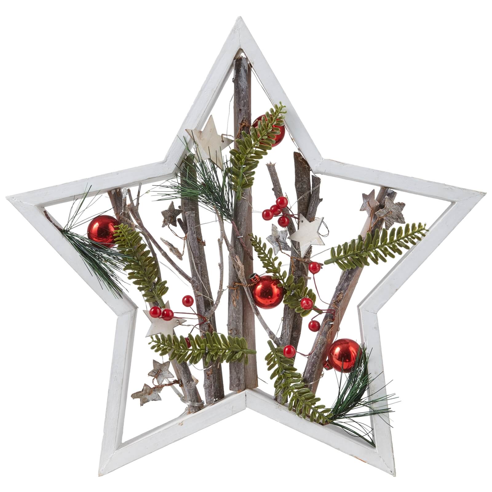 Wooden Twig Star Light Up Decoration (Battery Operated)