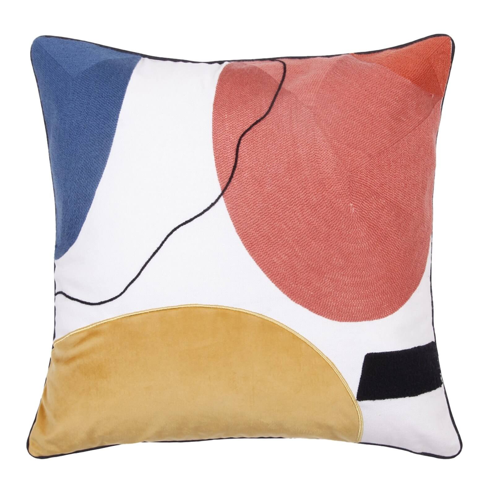 Abstract Circle Cushion - Multi-coloured